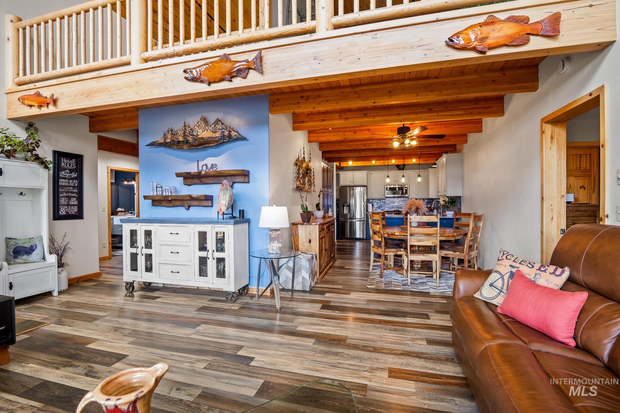 Great room looking at dining area into kitchen