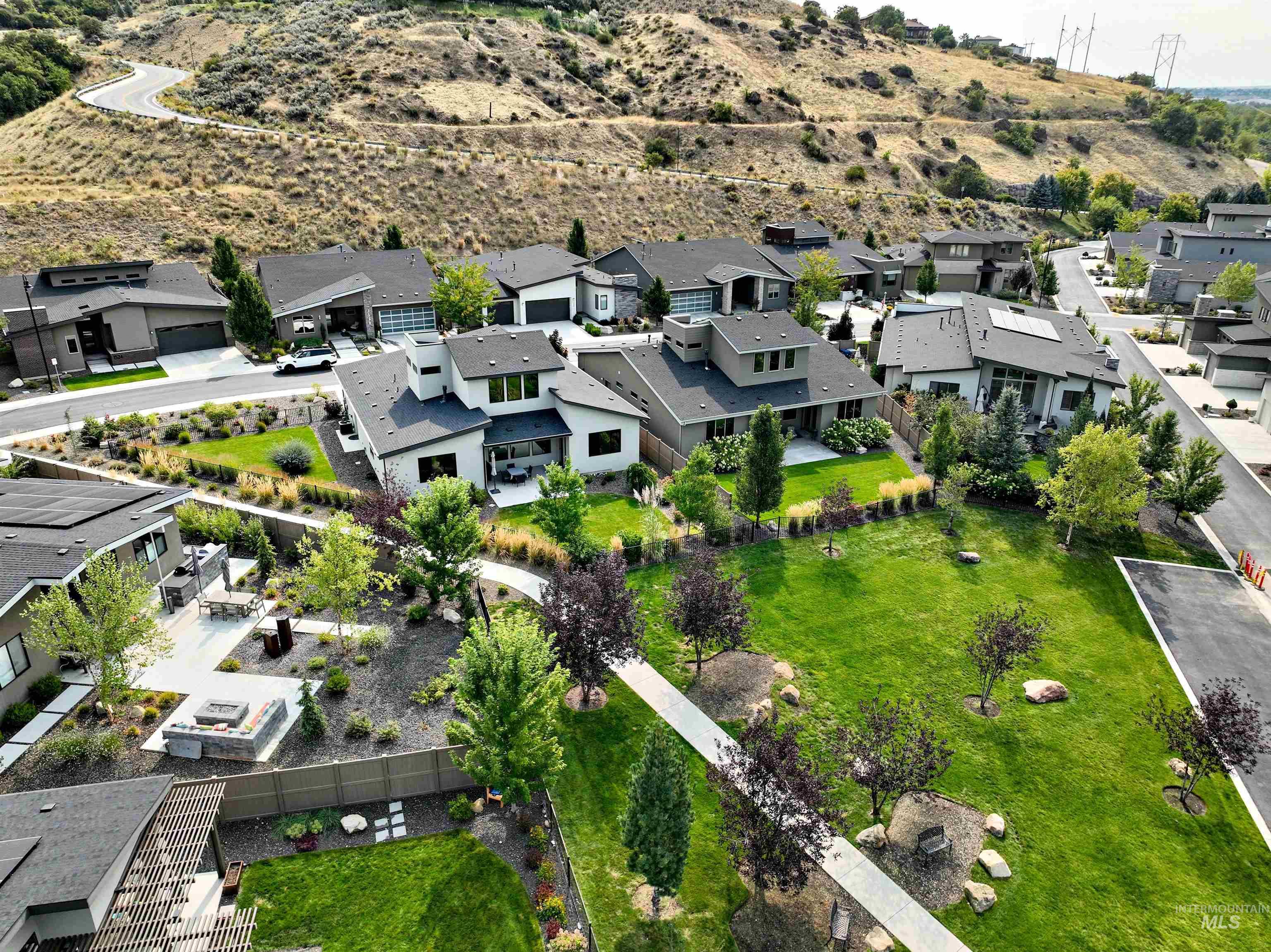 Aerial perspective of suburban area