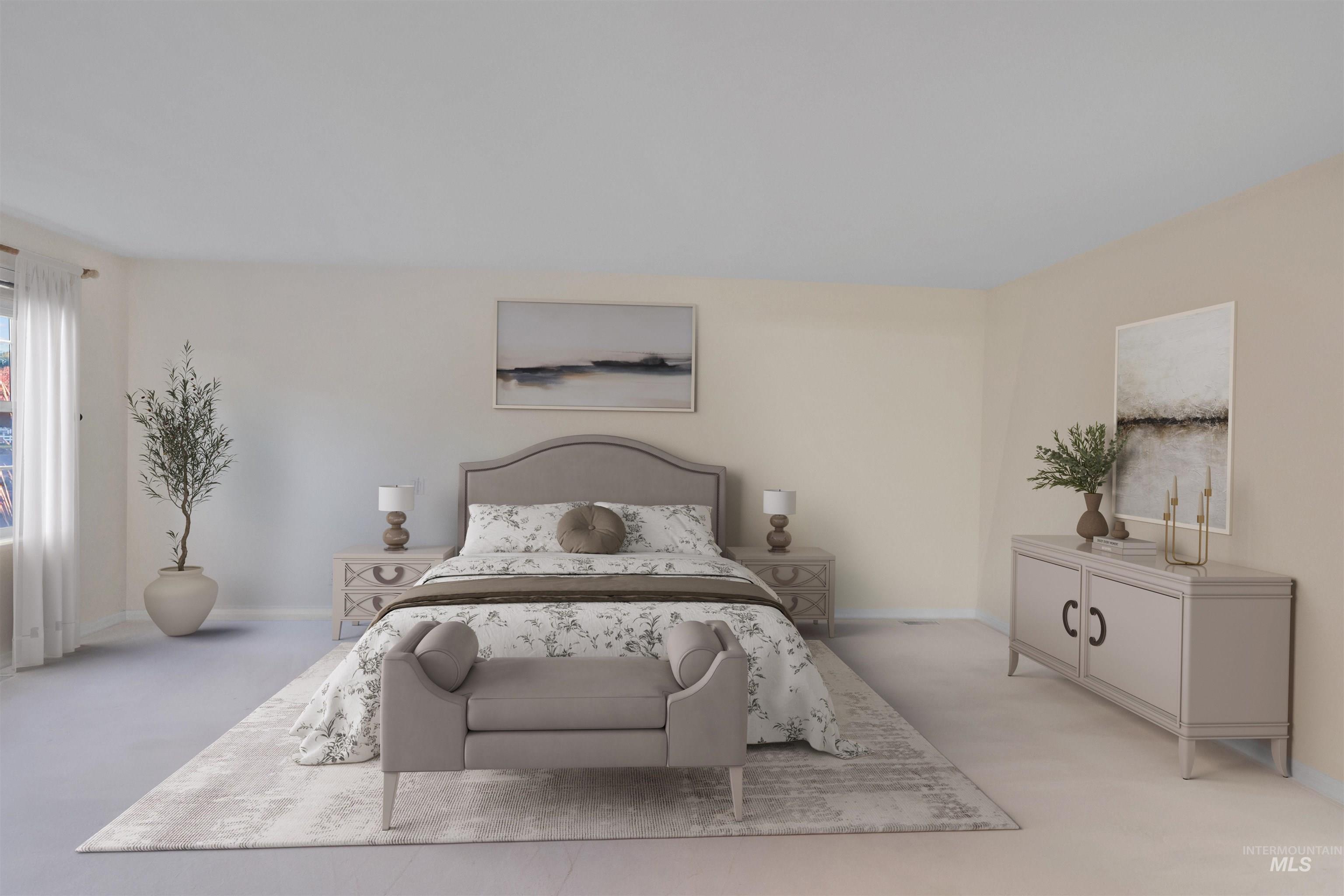 Bedroom with carpet floors