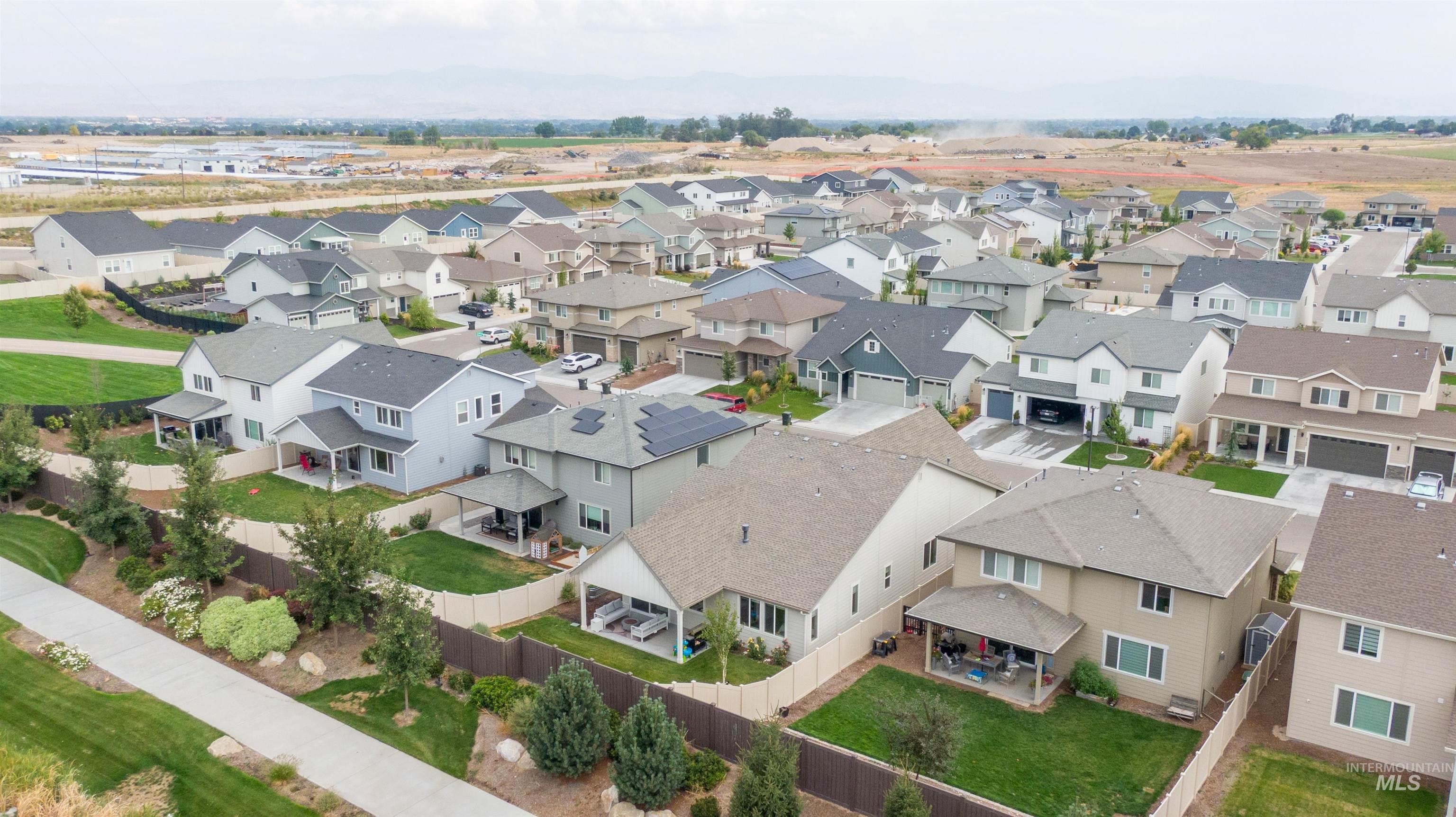 Aerial perspective of suburban area