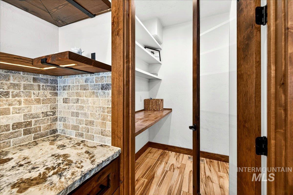 Walk-in pantry with prep station