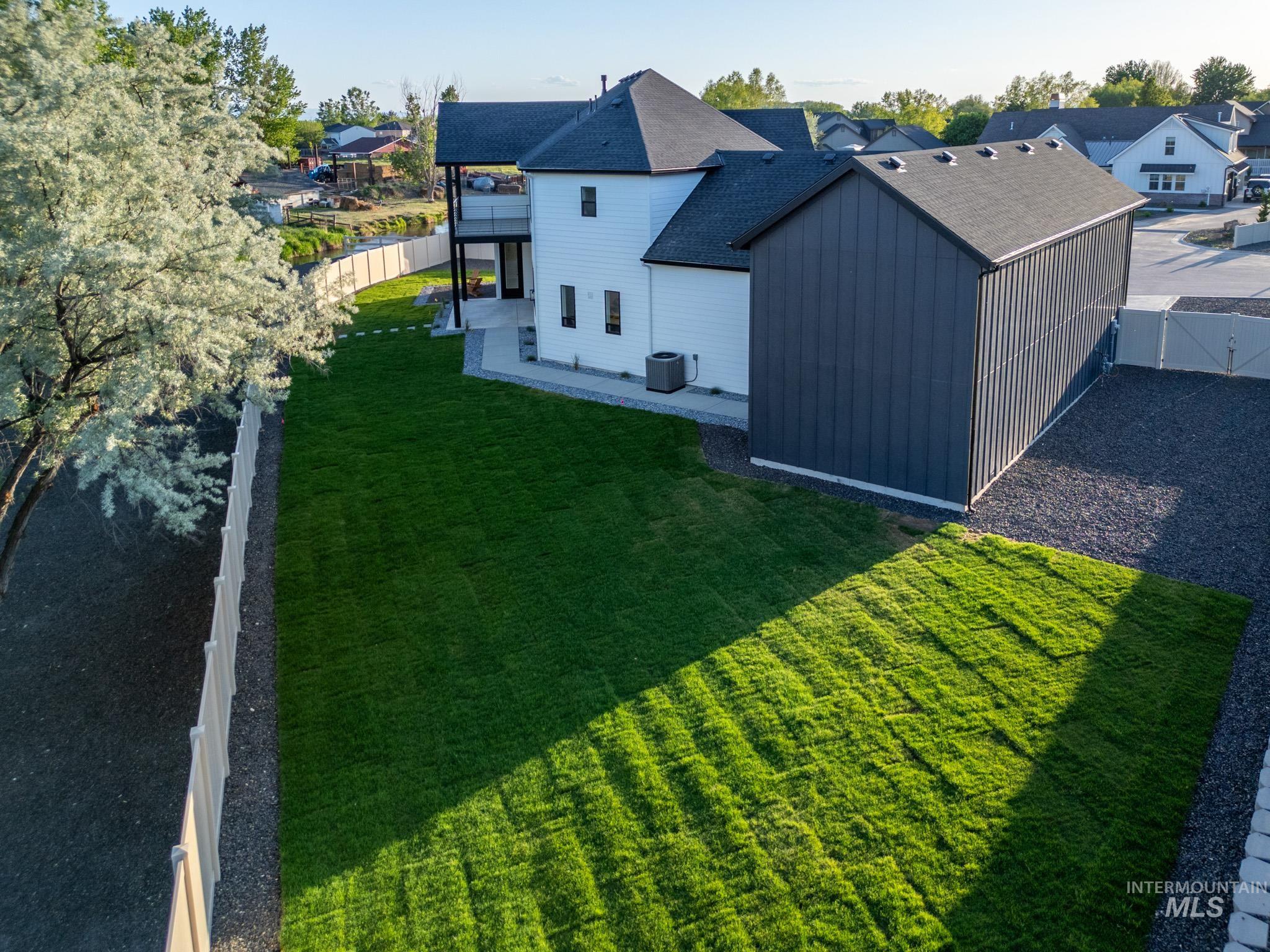 Aerial perspective of suburban area