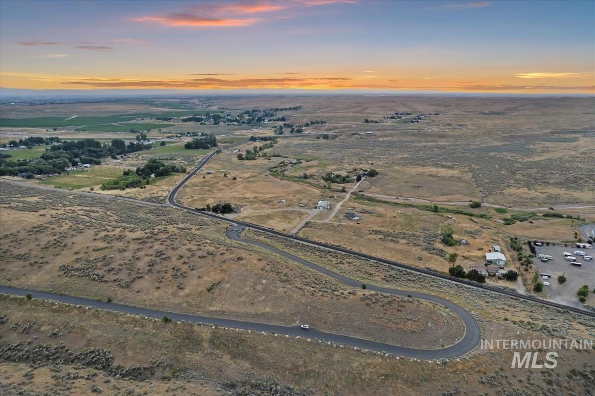 Aerial overview of property's location with rural landscape