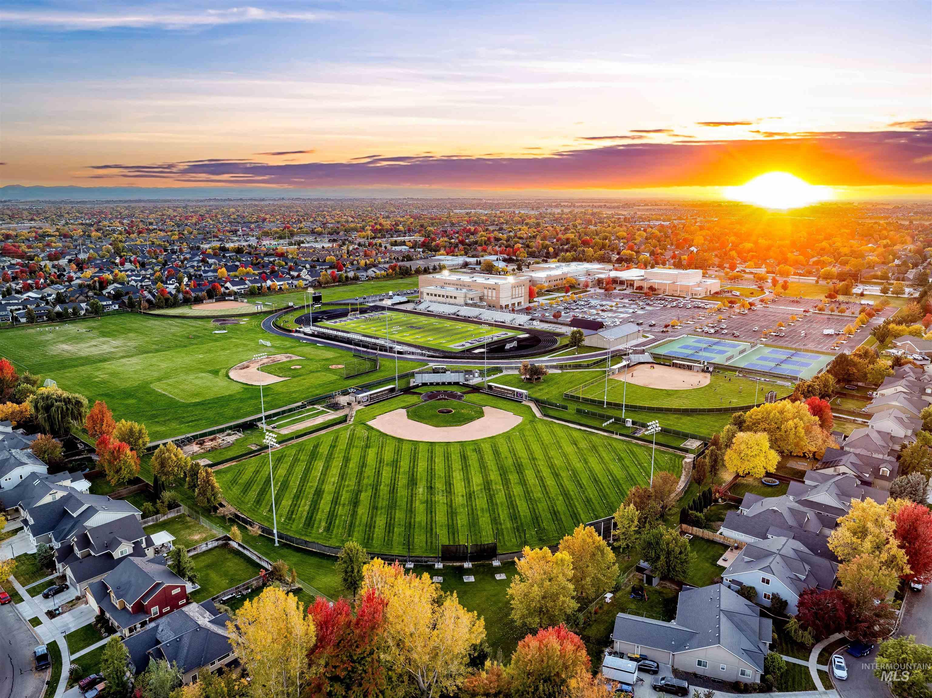 Aerial view of residential area