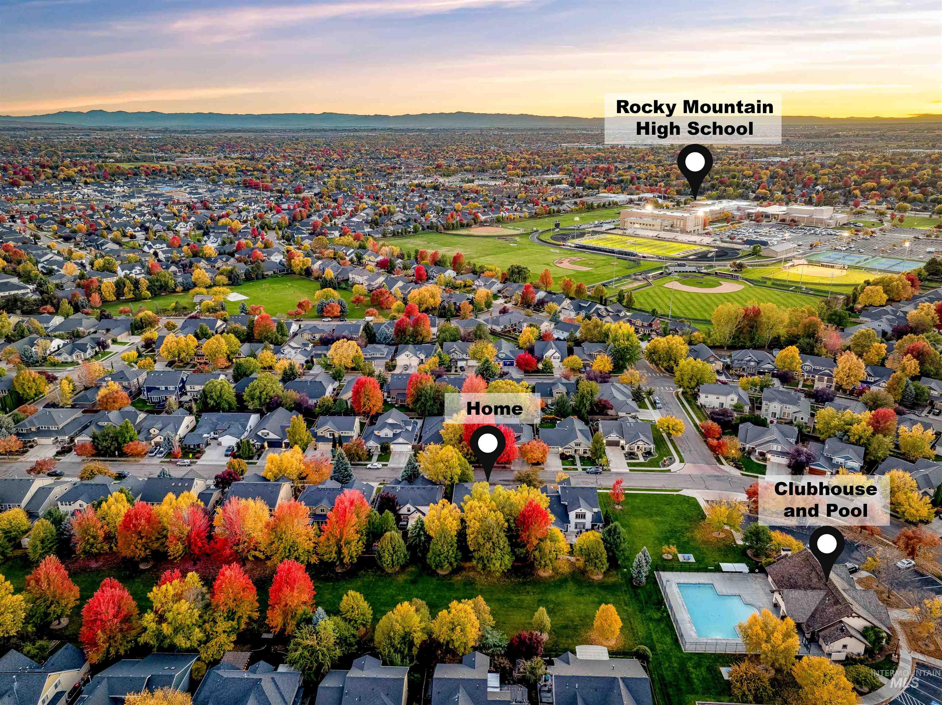 Aerial view of residential area