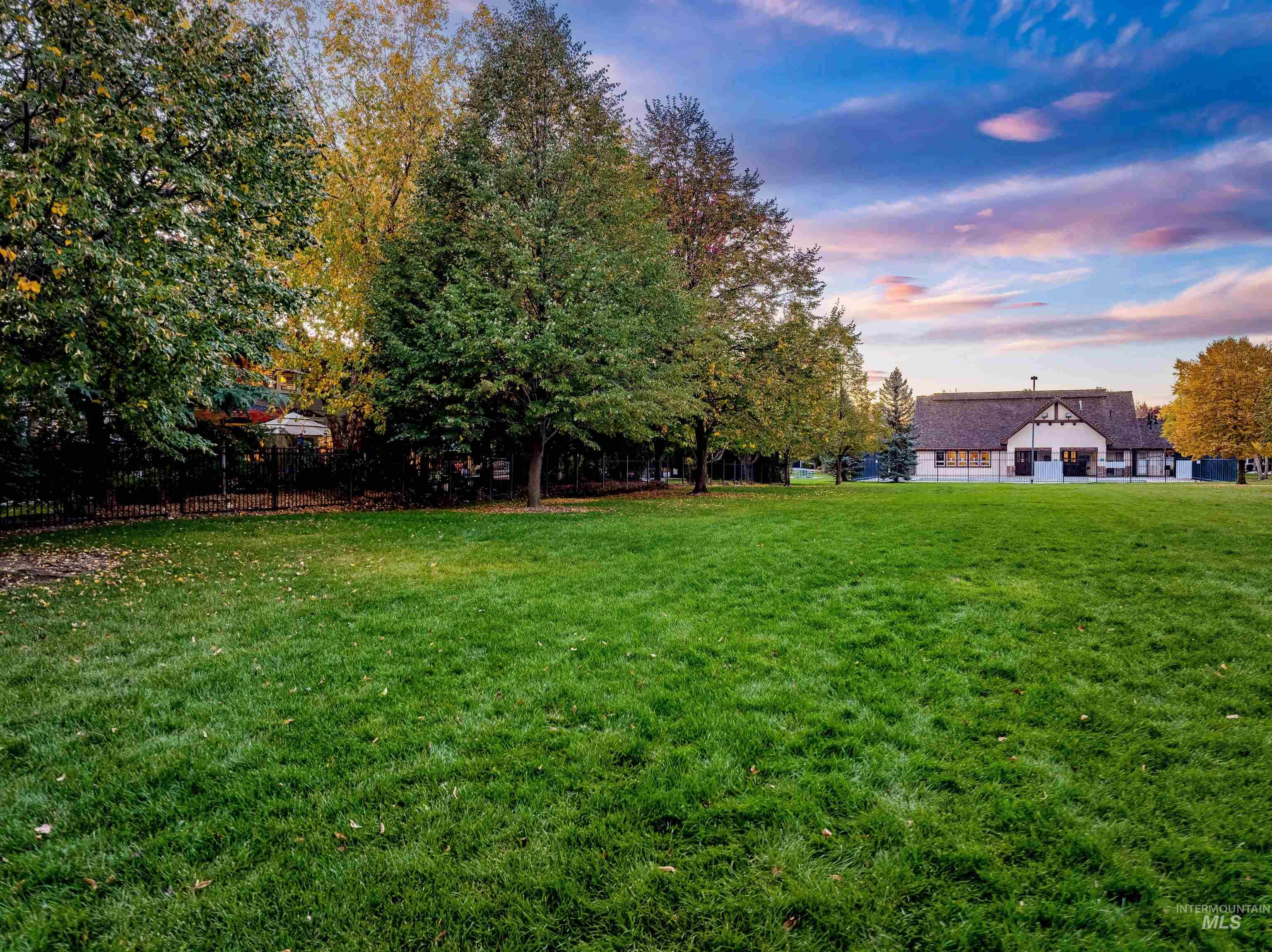 View of yard at dusk