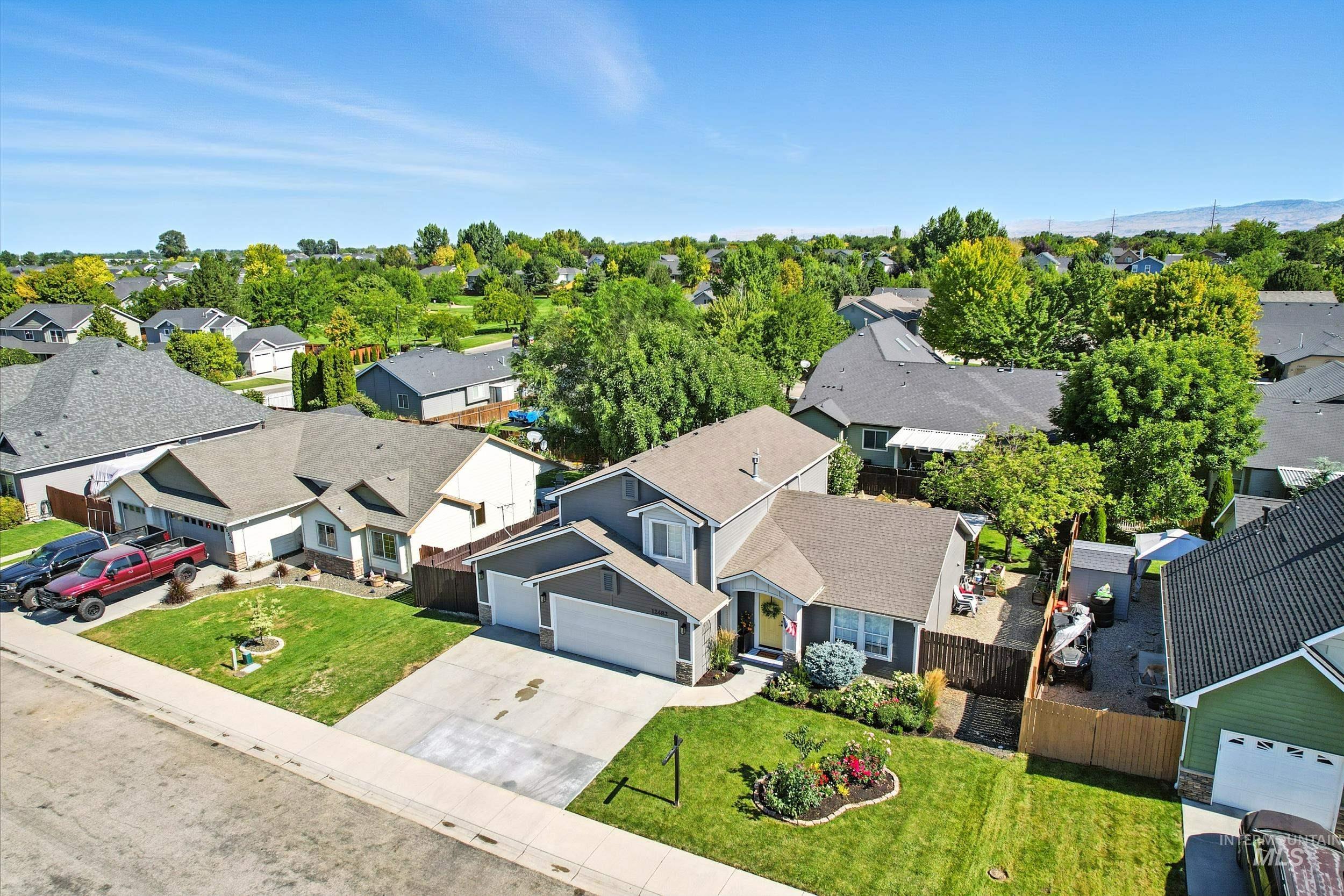 Aerial perspective of suburban area