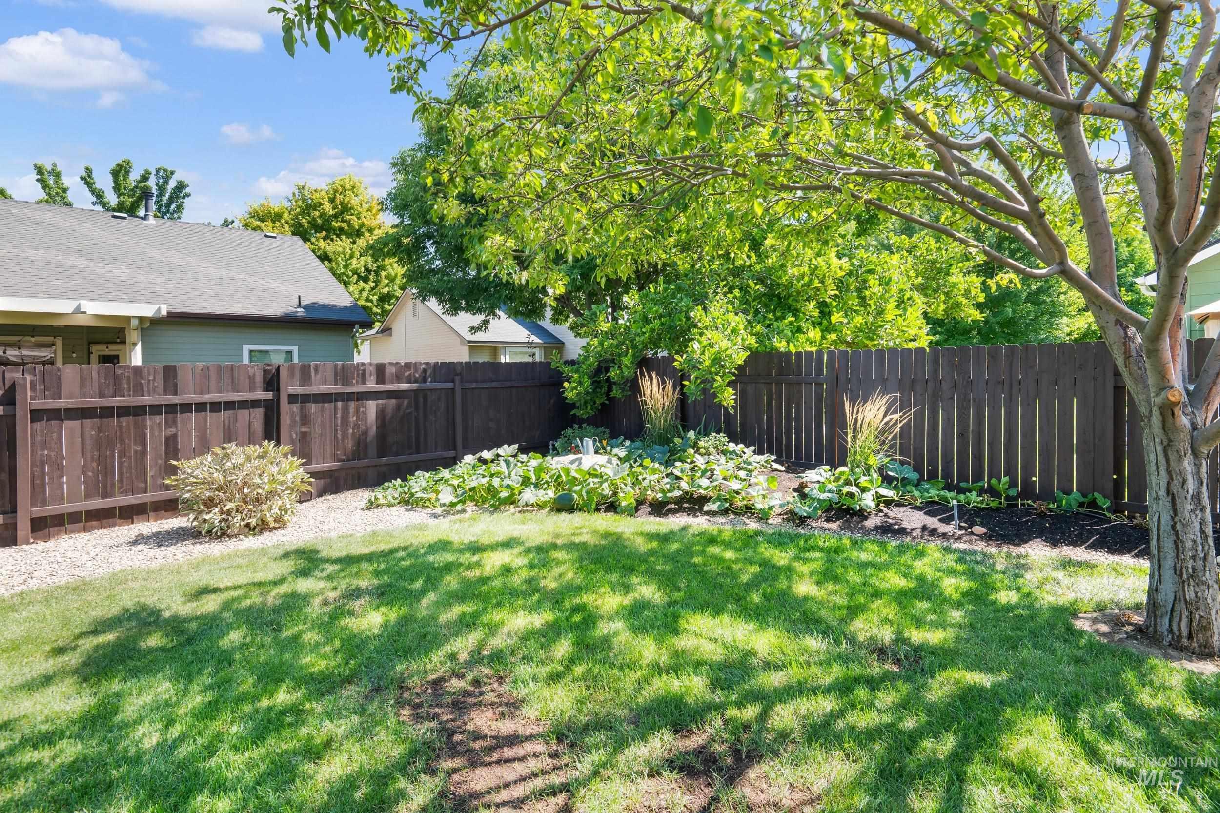 View of fenced backyard