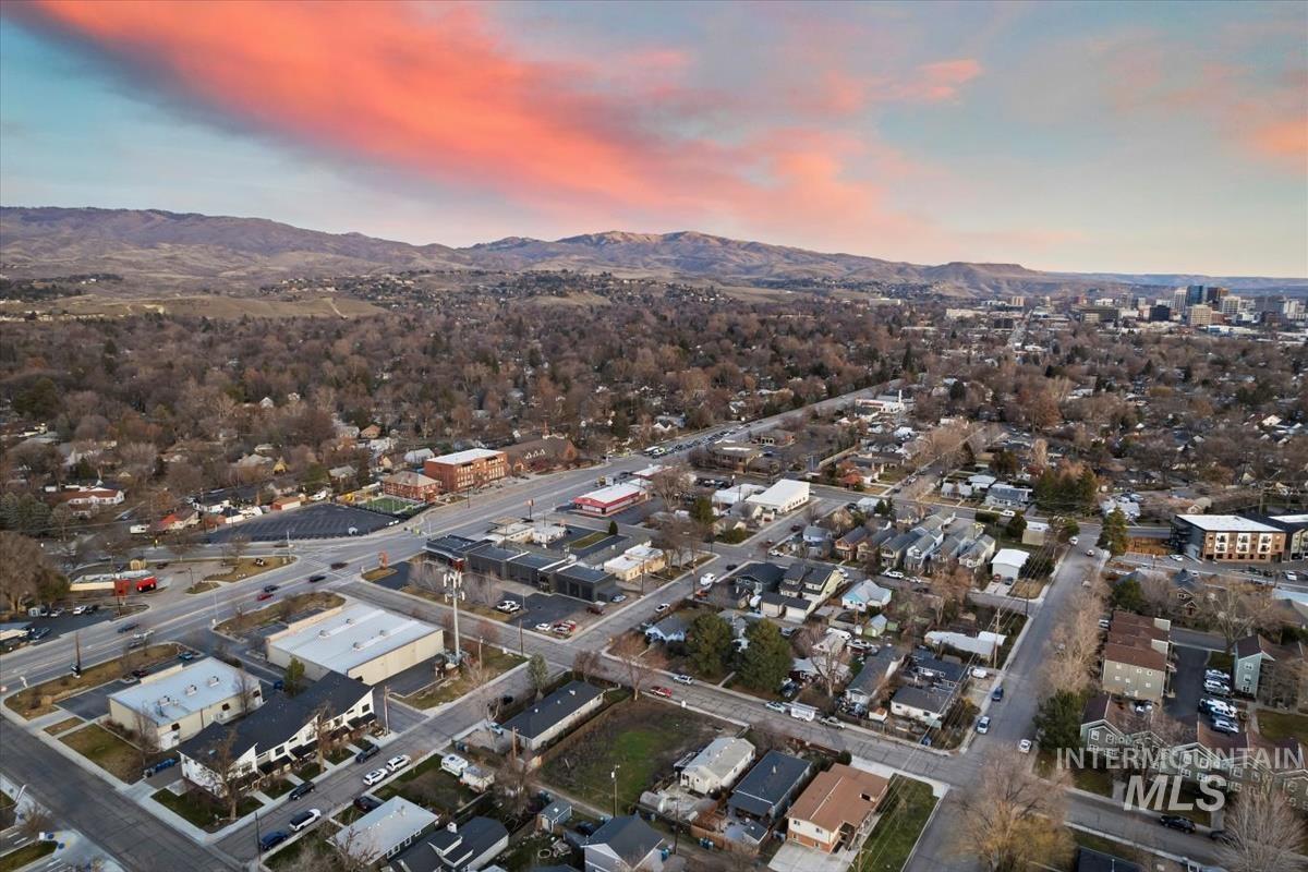 Aerial view of a mountainous background