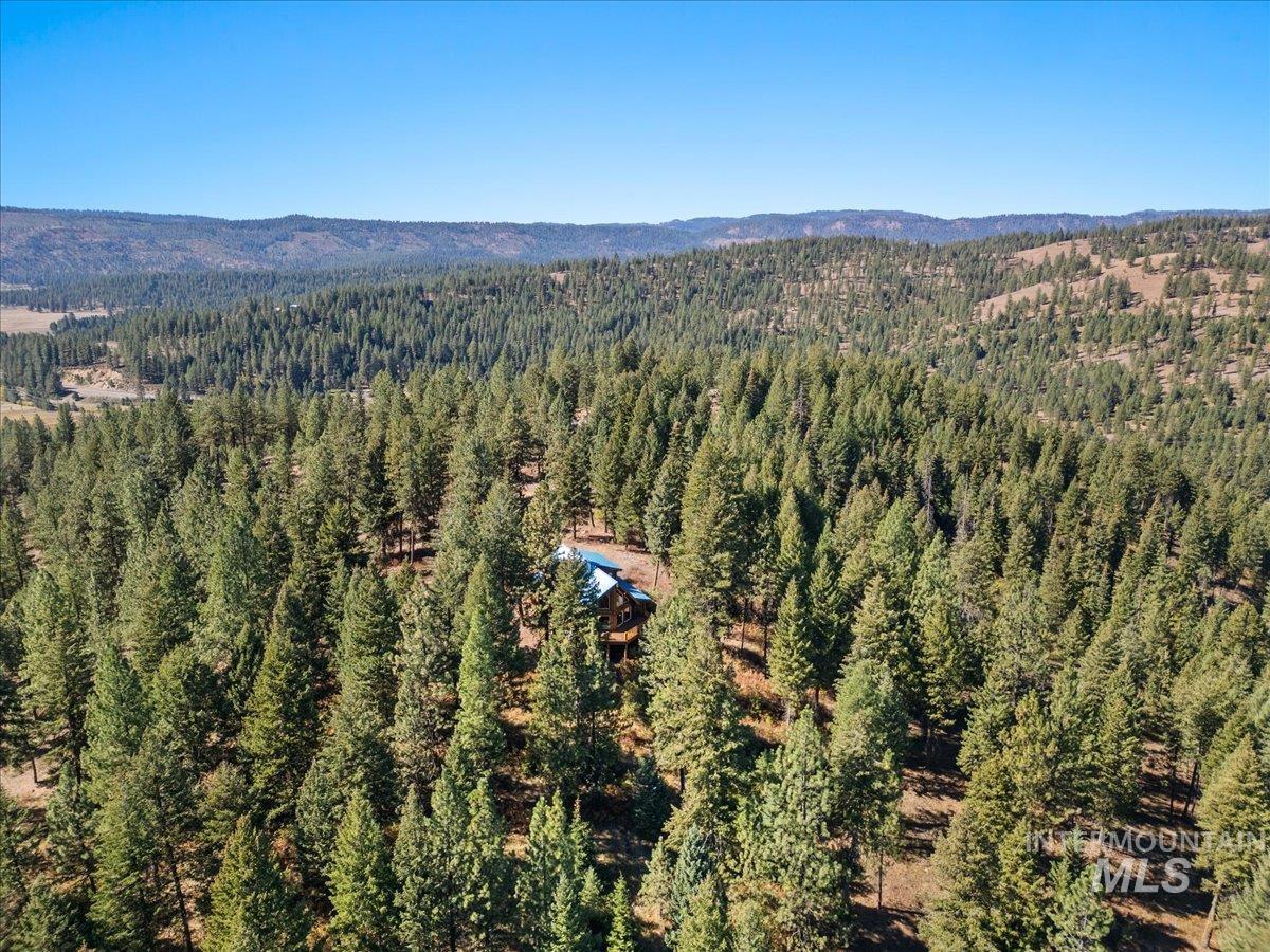 Aerial view of a mountain backdrop