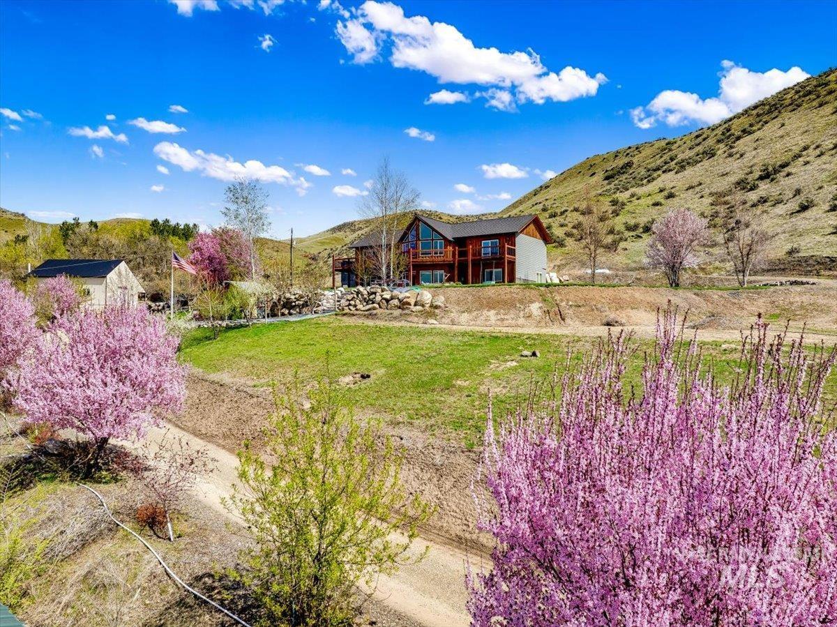 View of yard with a mountain view