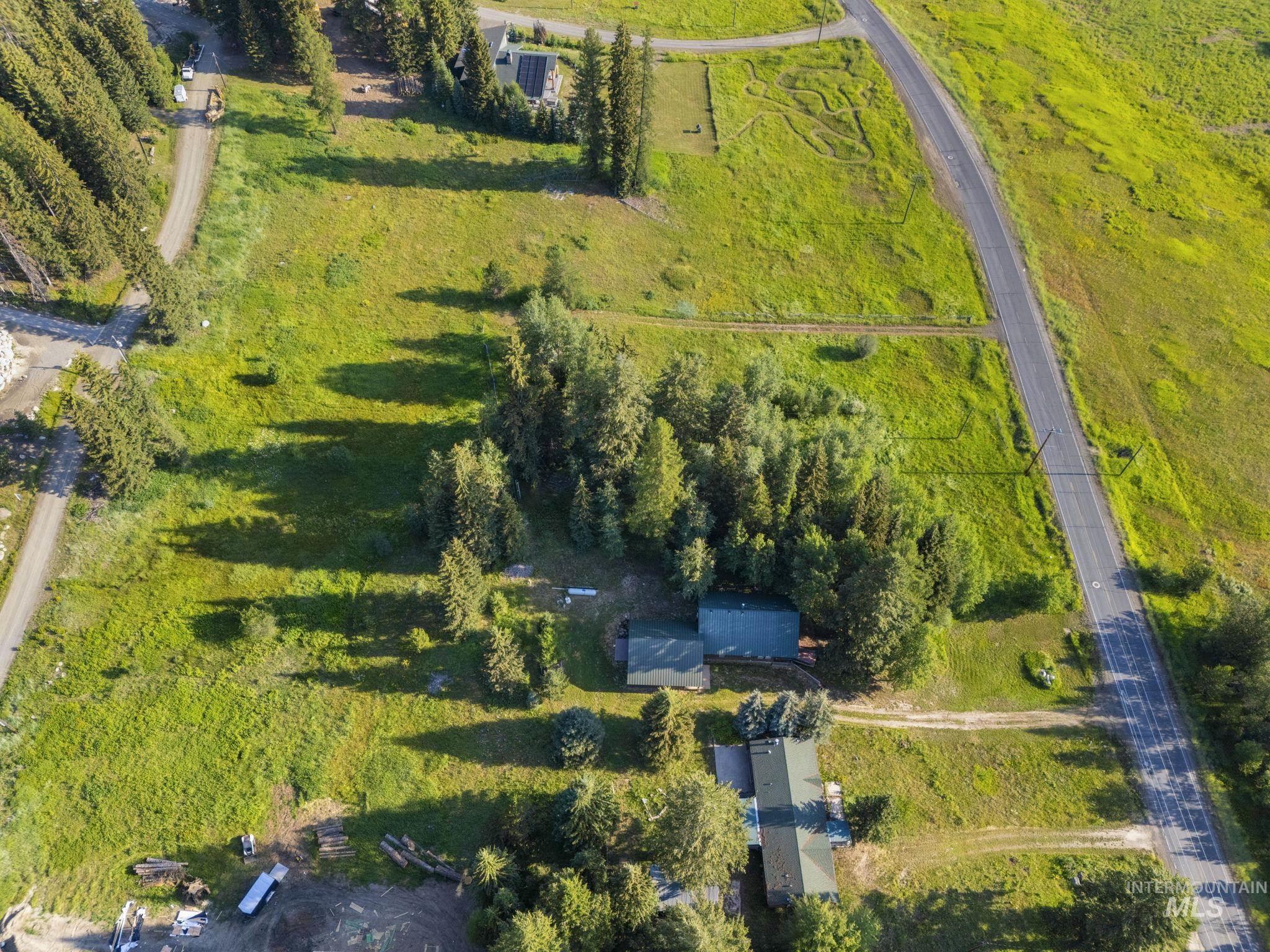 Aerial overview of property's location with rural landscape