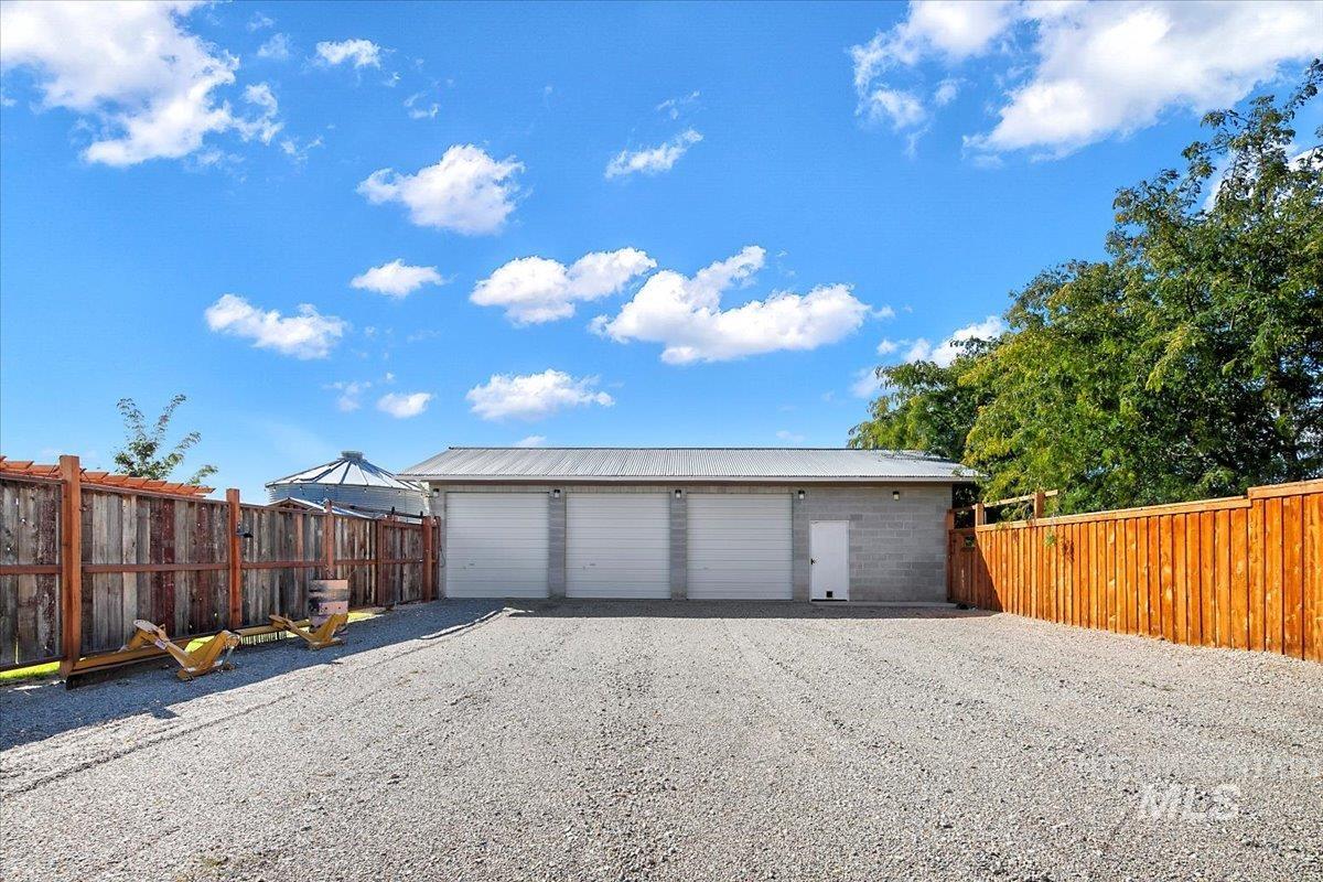 View of detached garage