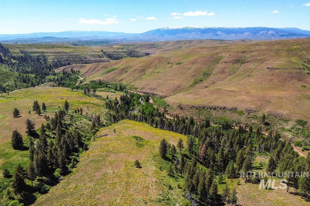 Aerial view of a mountainous background