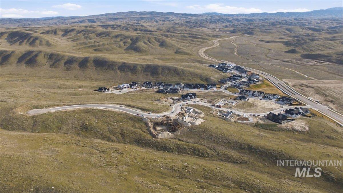 Drone / aerial view of a mountainous background