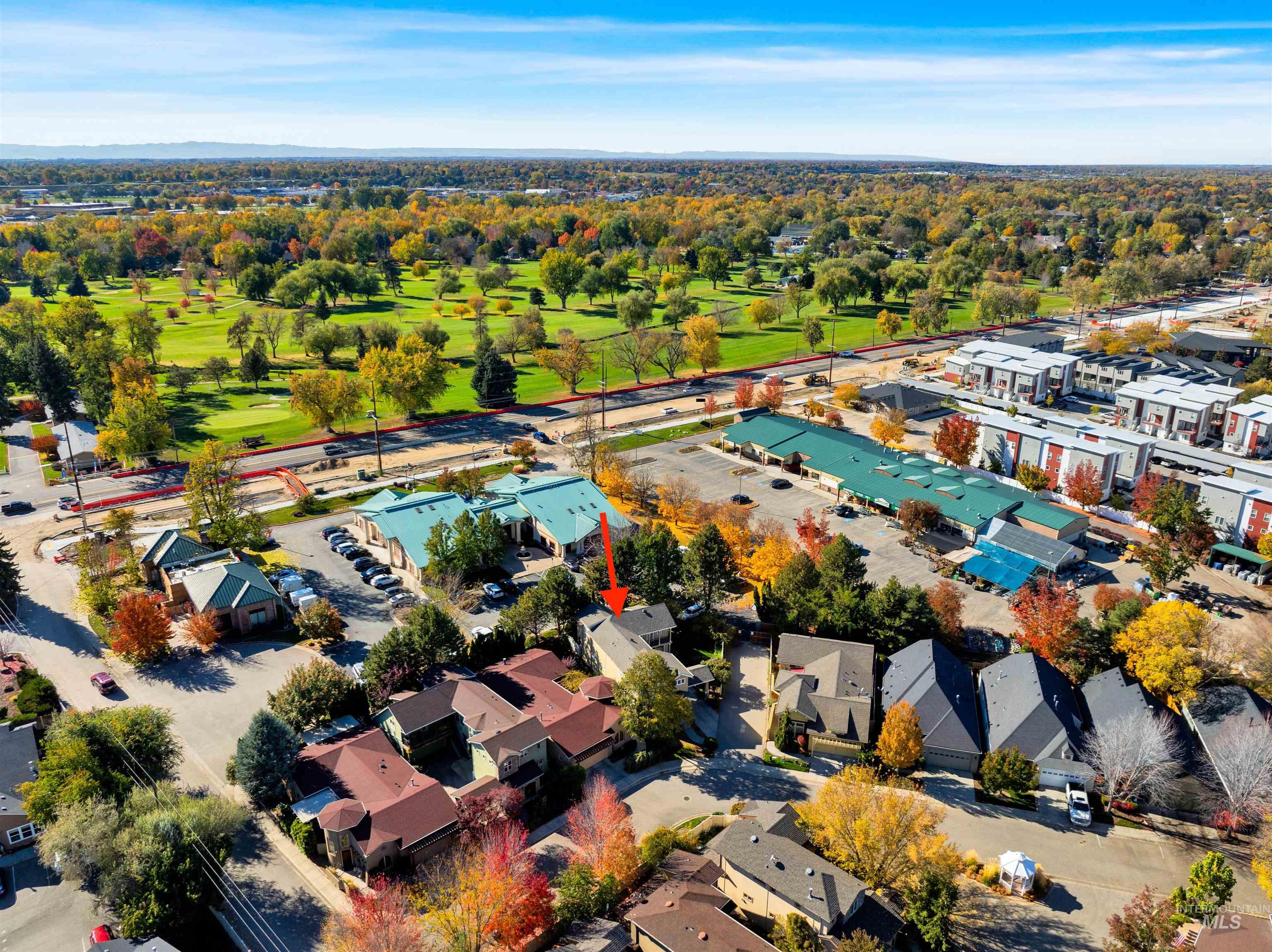 Aerial view of residential area
