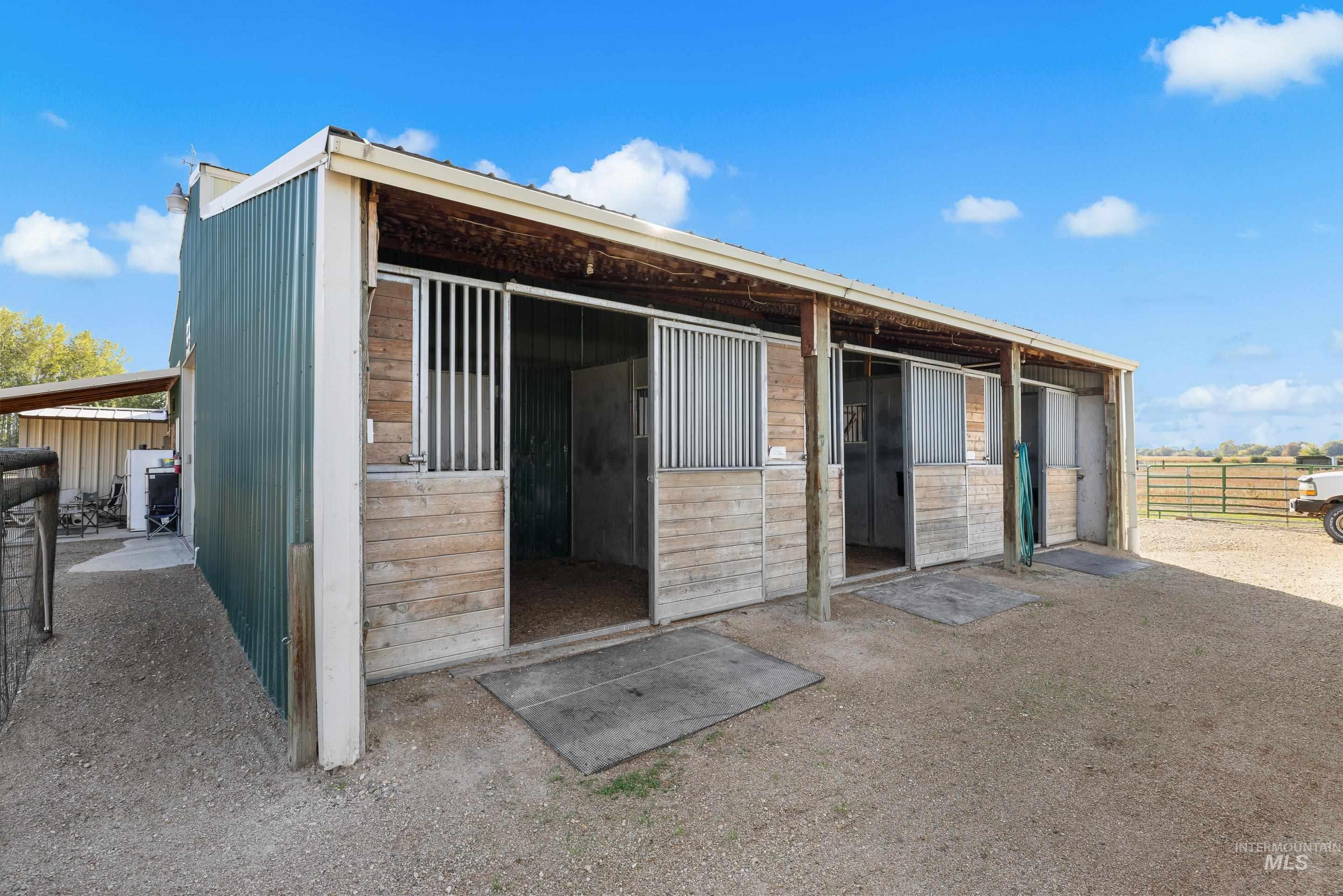 View of horse barn