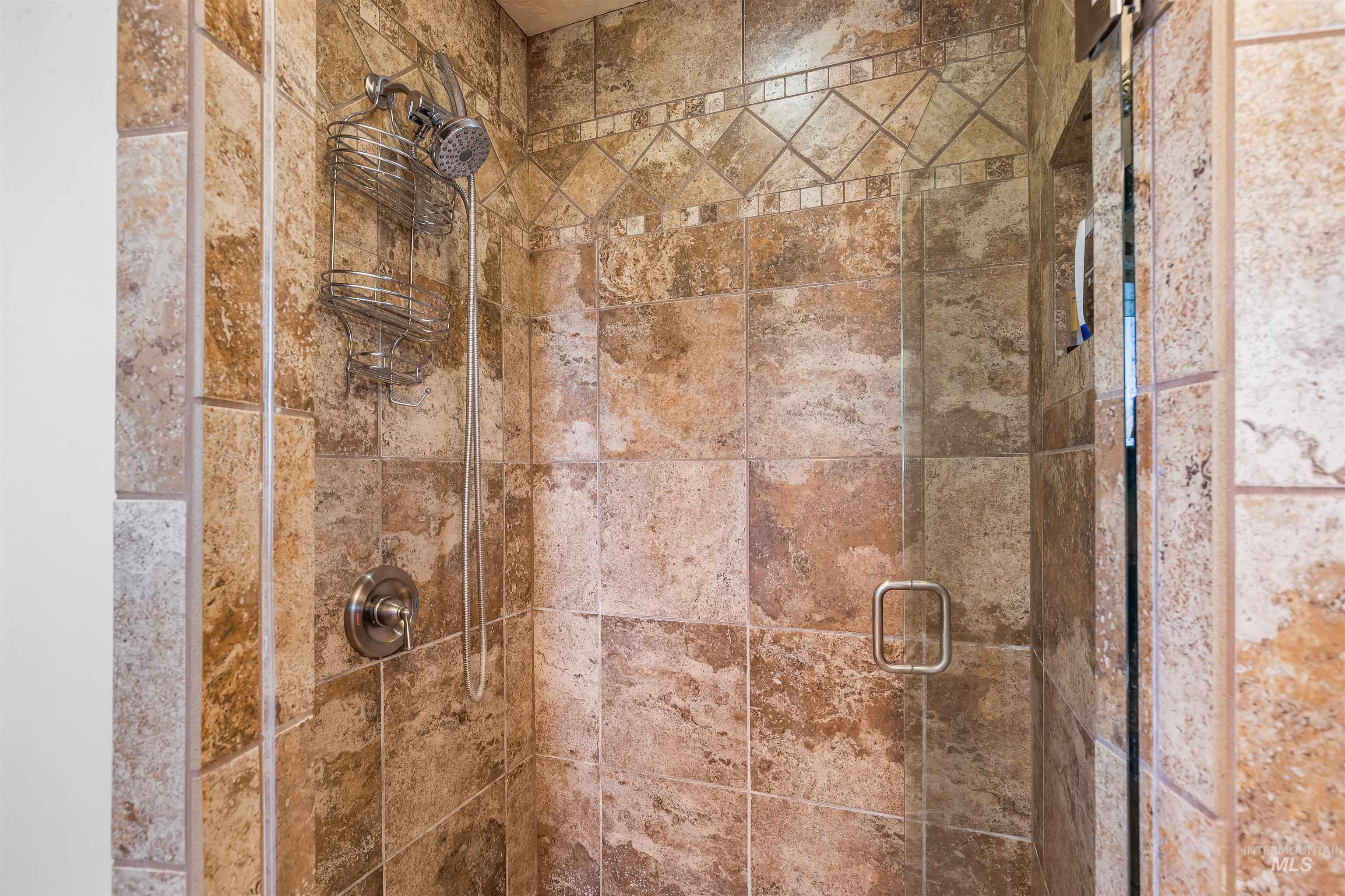 Bathroom view of a shower stall