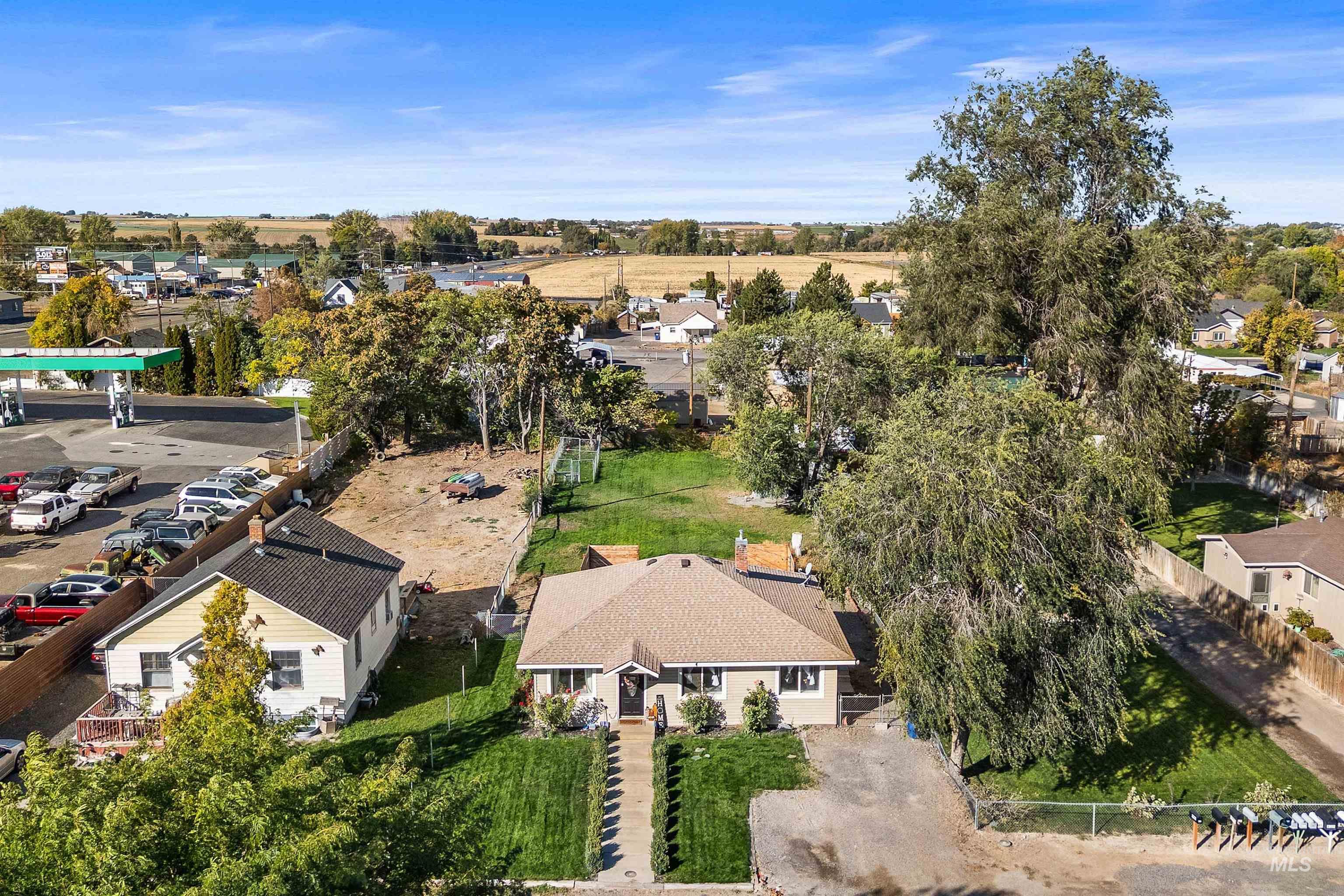 Aerial perspective of suburban area