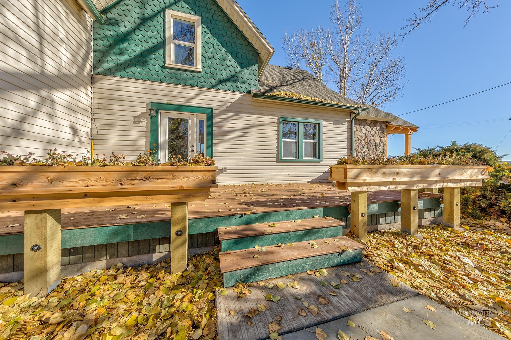 Exterior space featuring a wooden deck