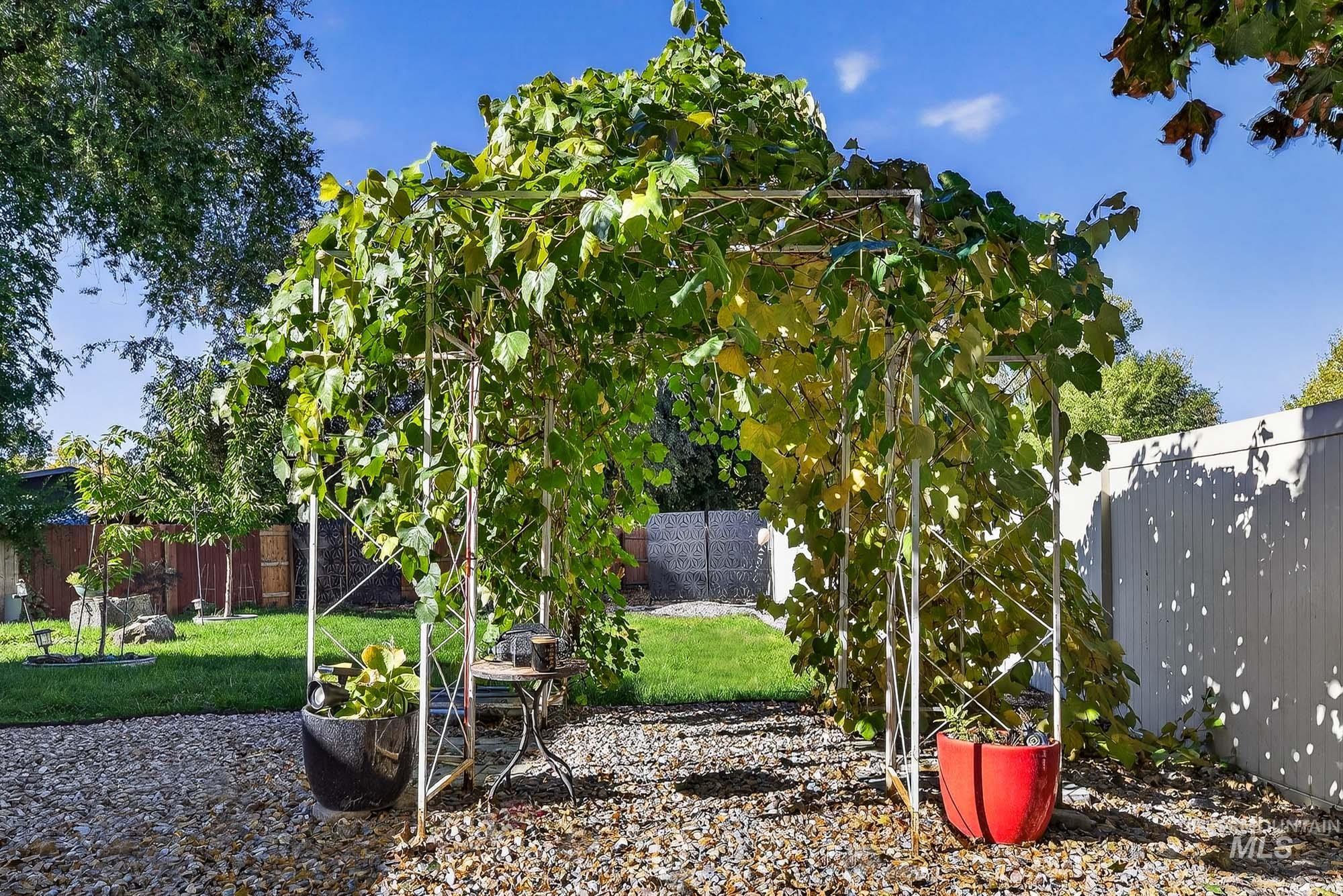 View of fenced backyard