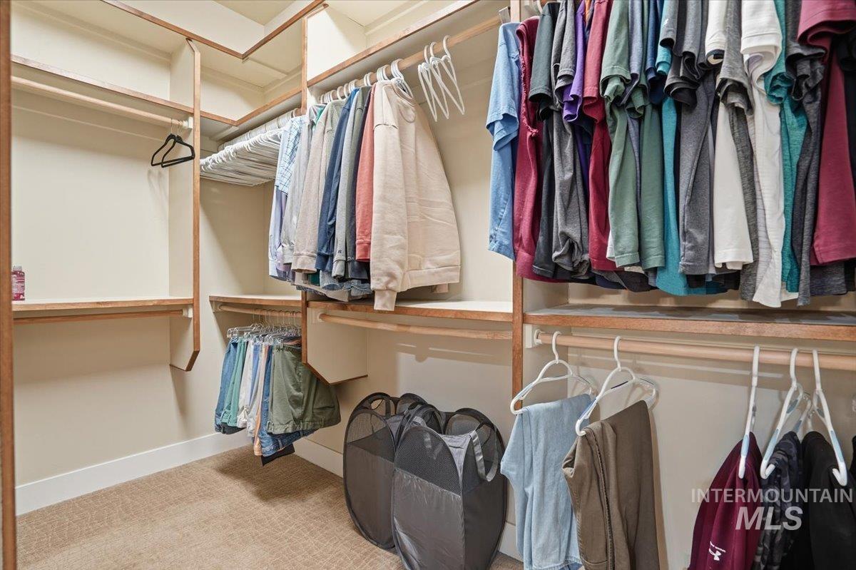 Walk in closet with carpet
