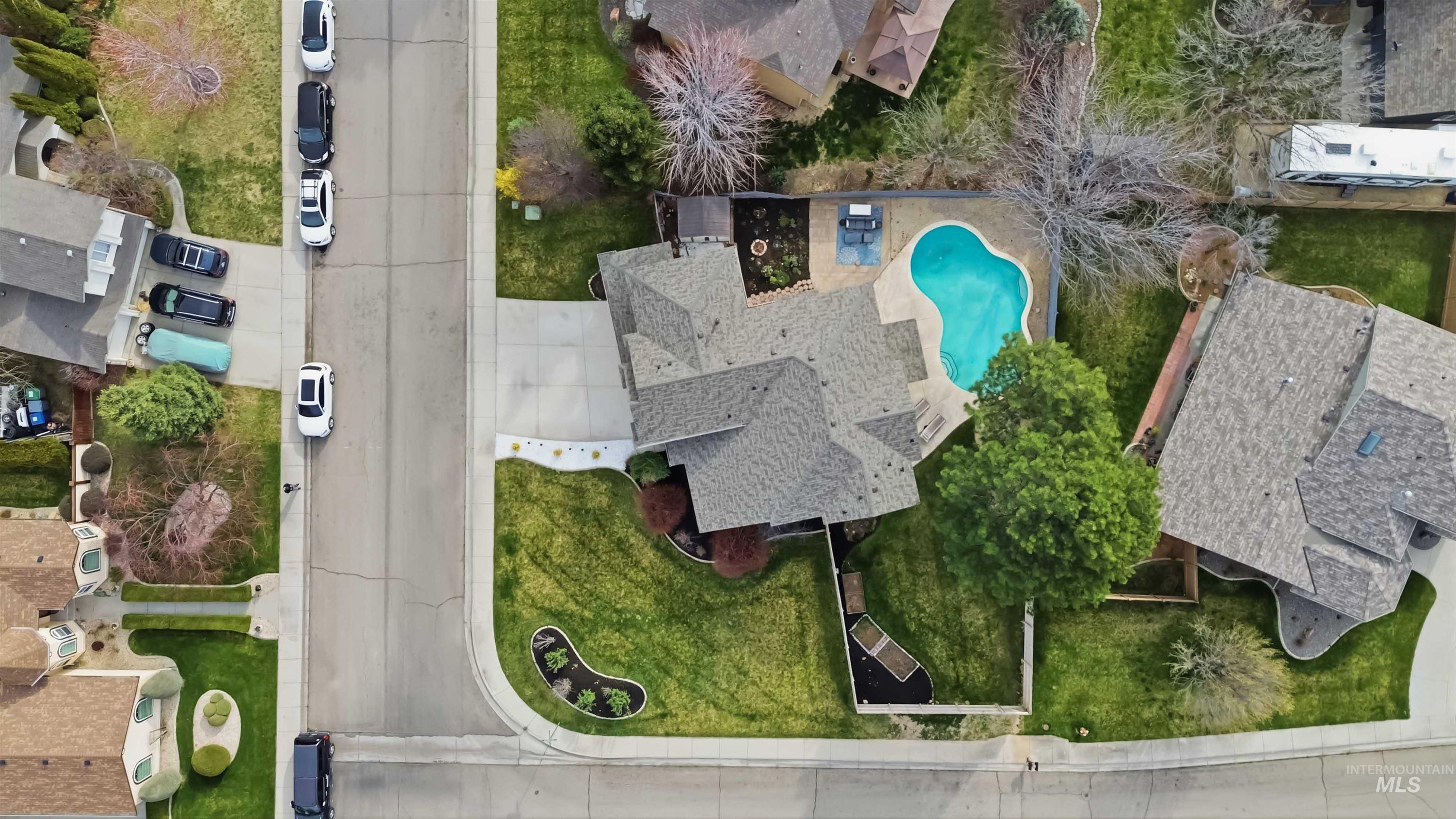 Aerial view of a pool area