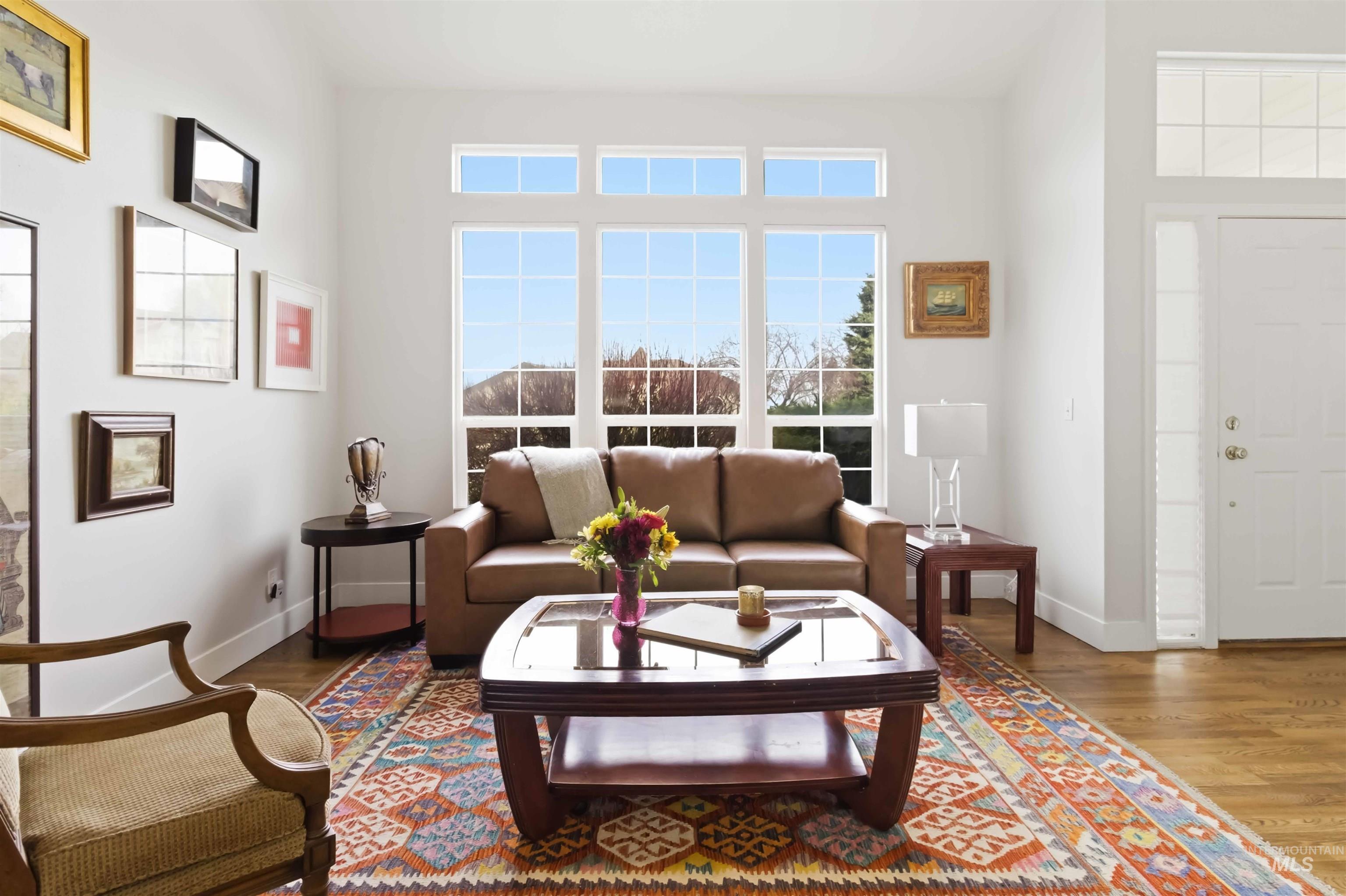 Living area with wood finished floors