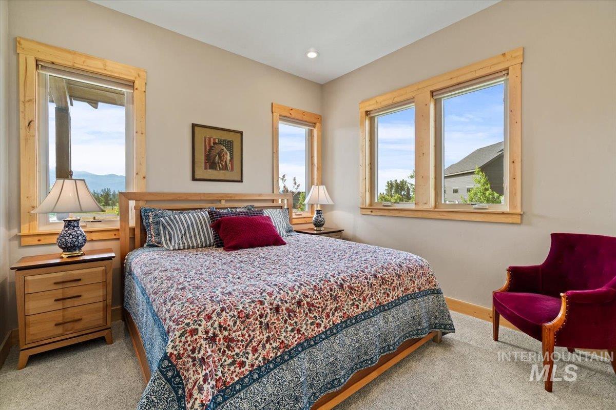 Bedroom with carpet flooring and recessed lighting