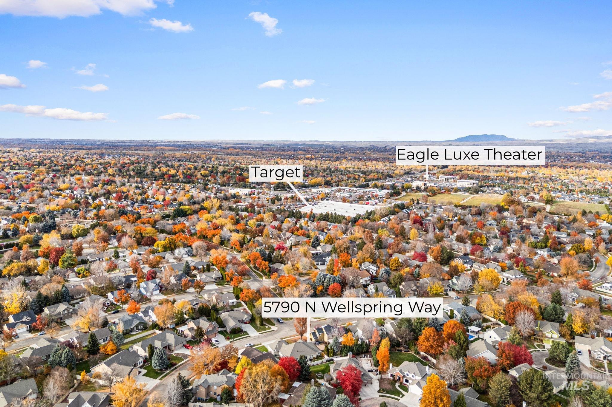 Aerial perspective of suburban area