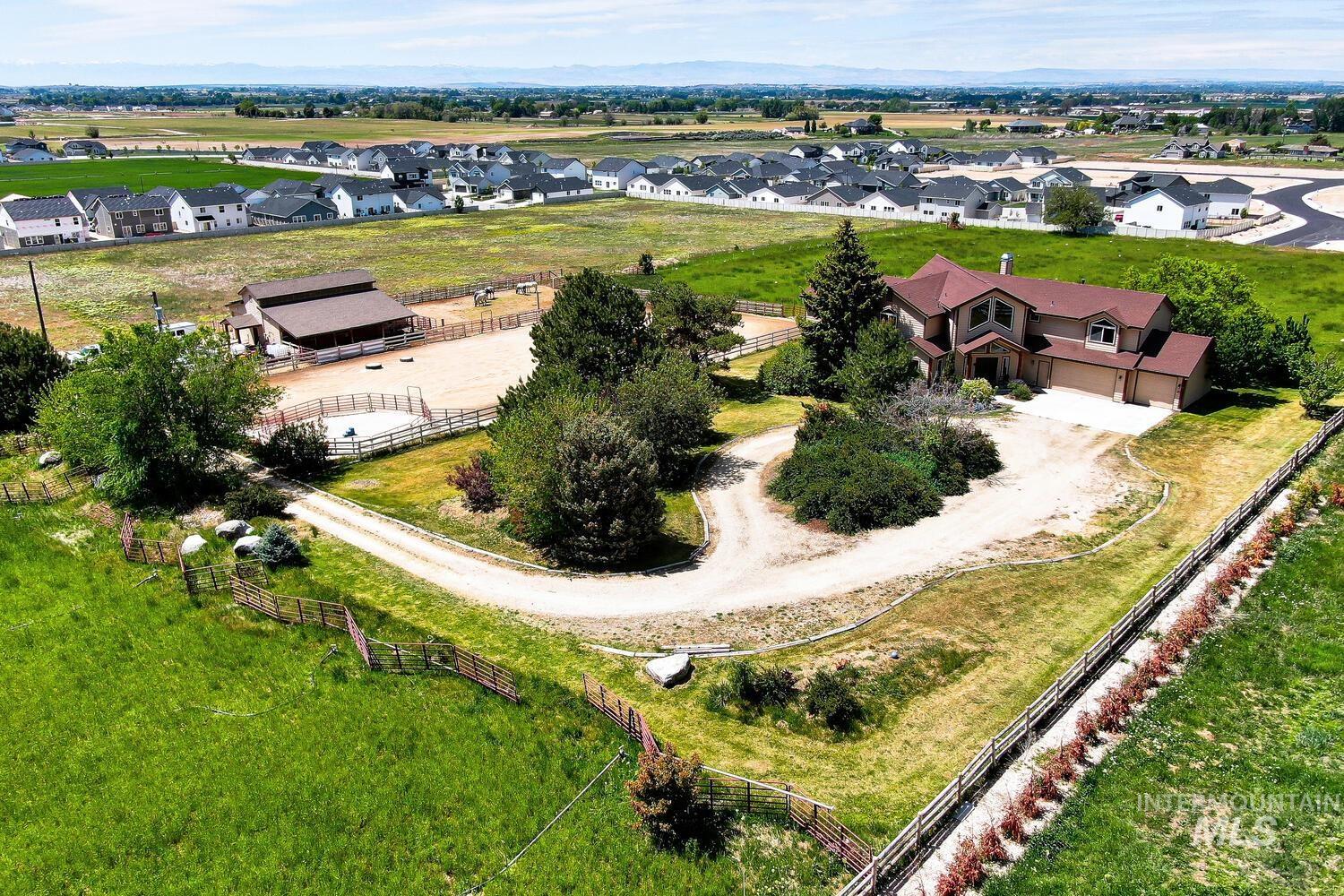Aerial view of residential area