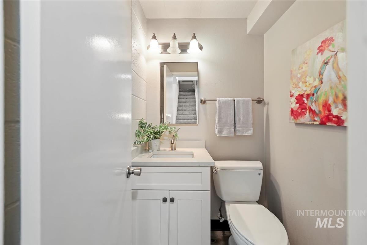 Bathroom with vanity and toilet