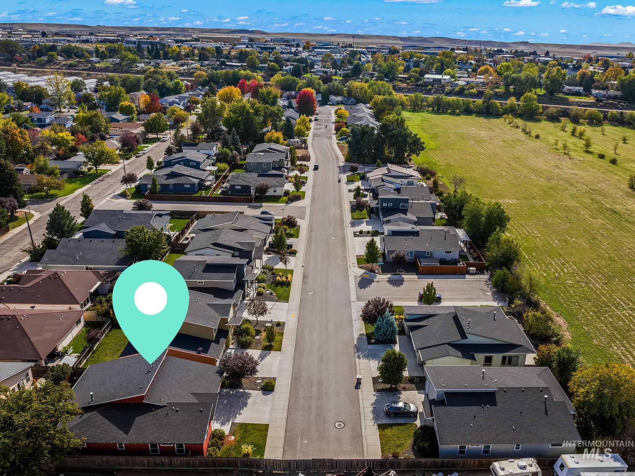 Aerial view of residential area