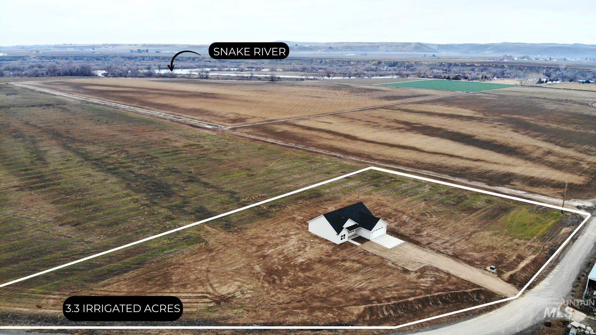 Overview of rural landscape featuring property parcel outlined