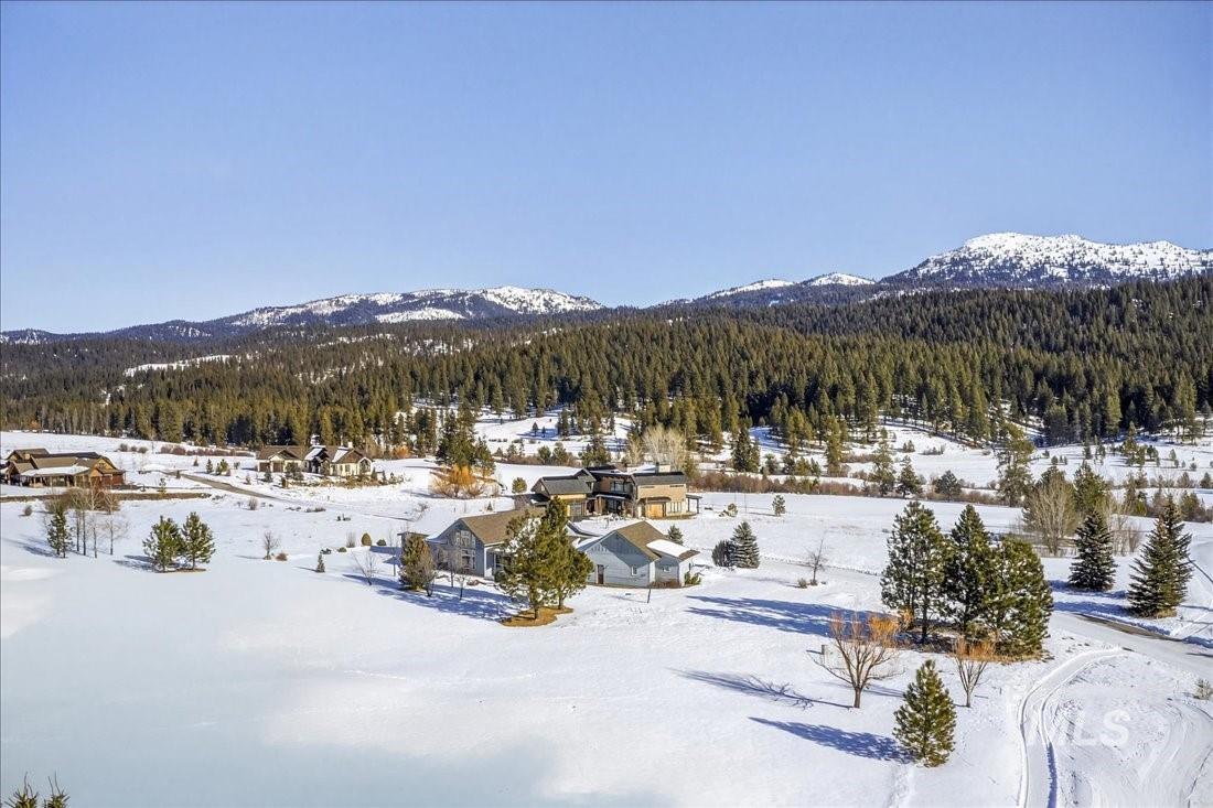 View of mountain backdrop with a heavily wooded area