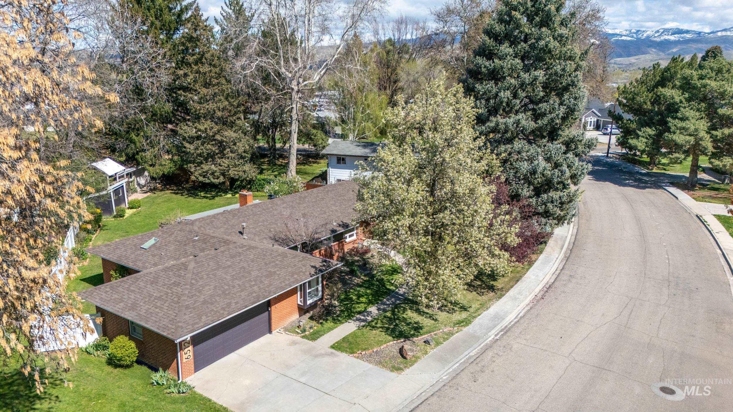 Drone / aerial view of a mountainous background