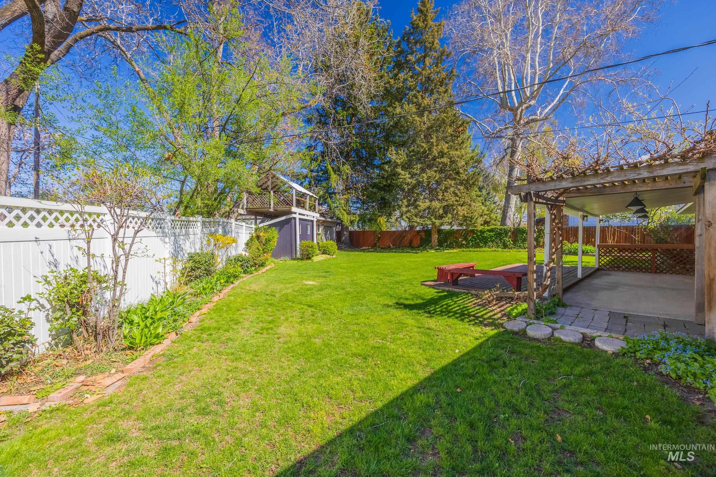 Fenced backyard featuring a patio area