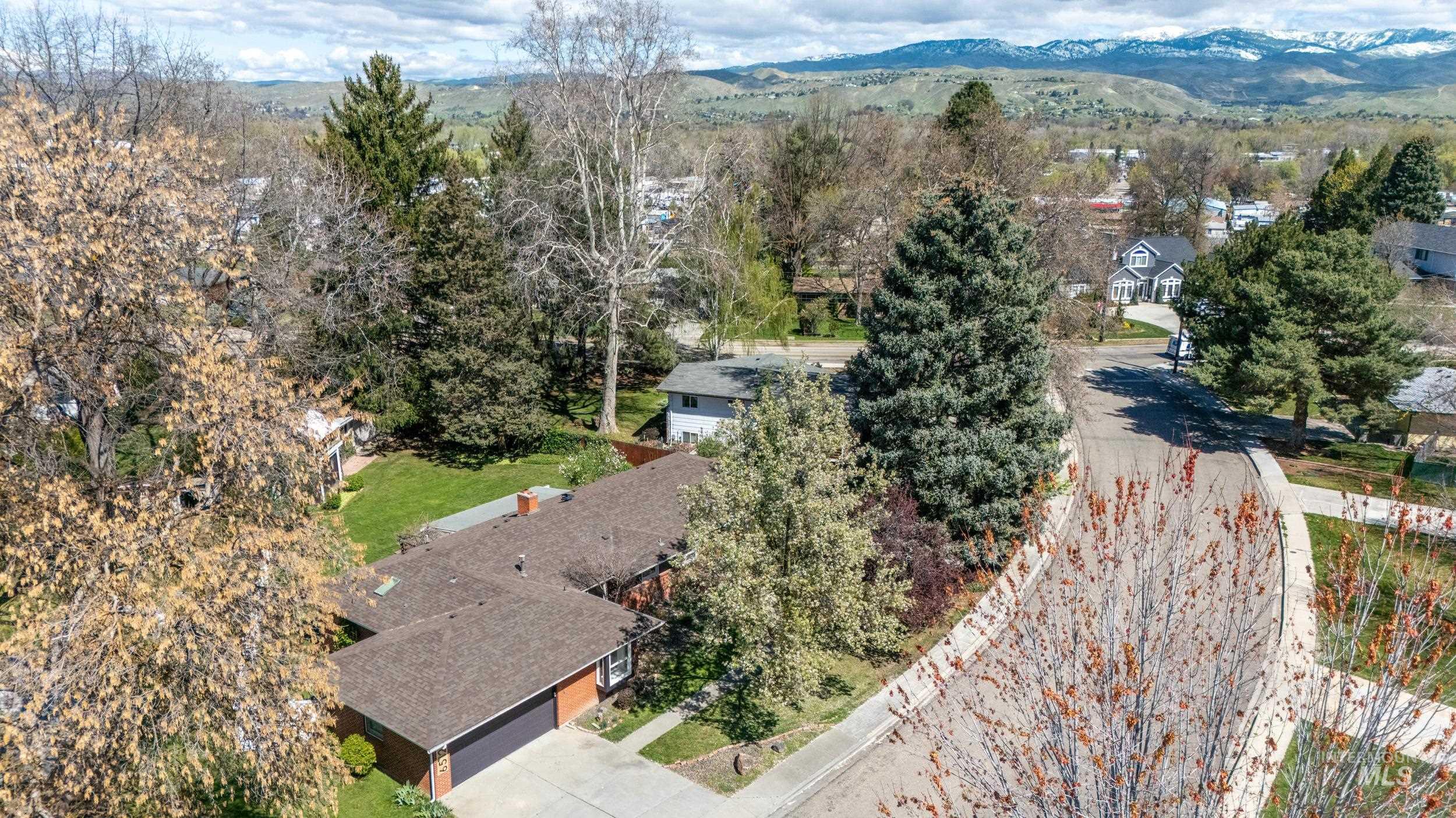 Aerial view of a mountain backdrop
