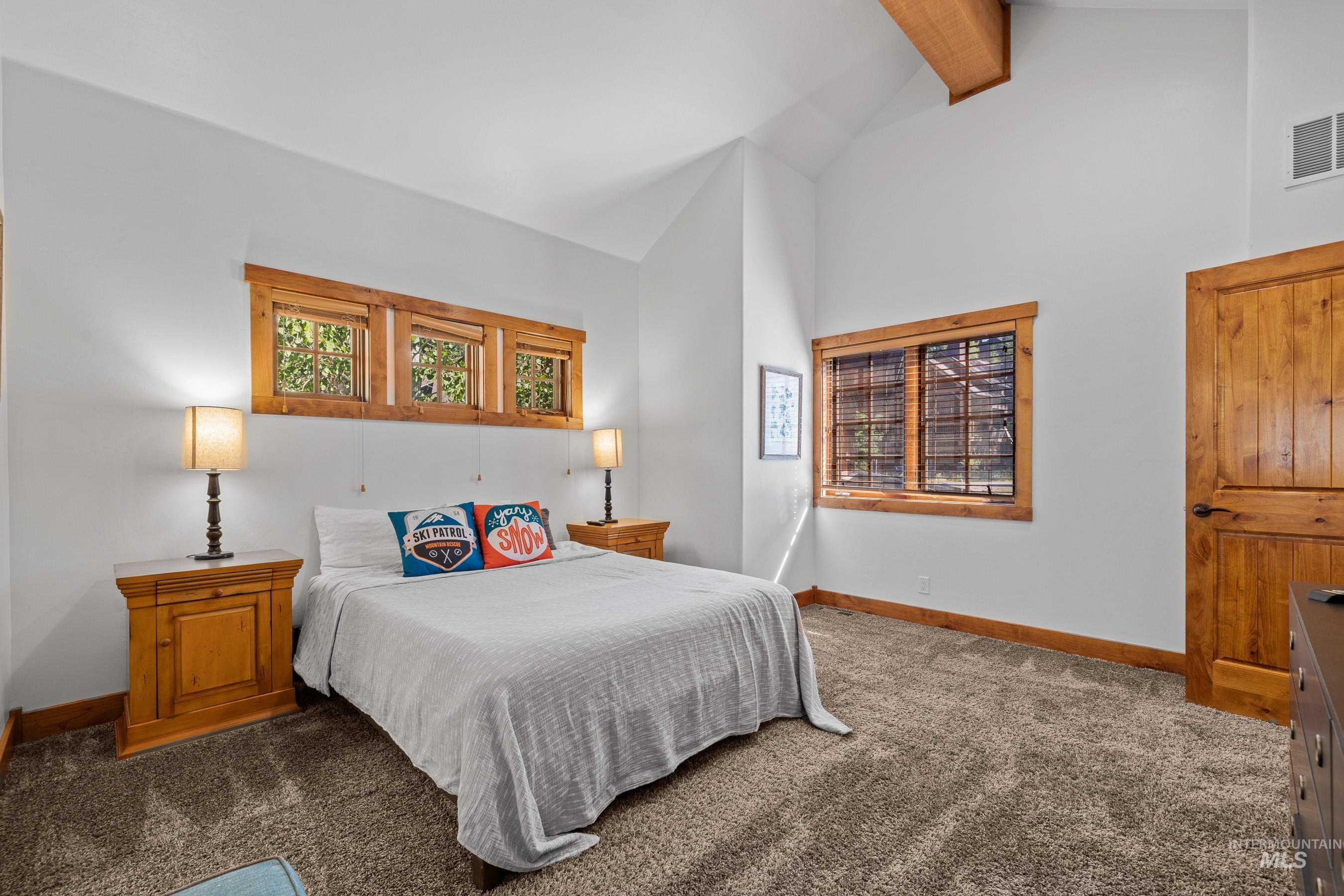Bedroom with carpet flooring