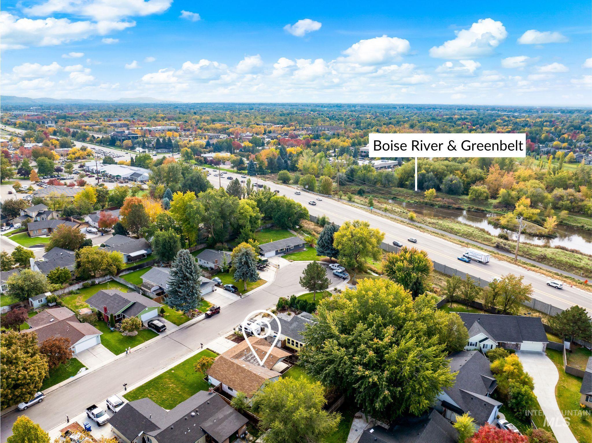 Aerial perspective of suburban area