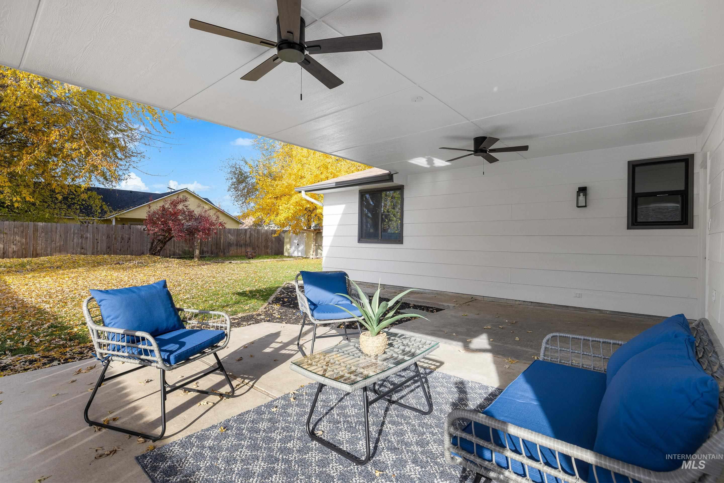 View of patio / terrace featuring ceiling fan