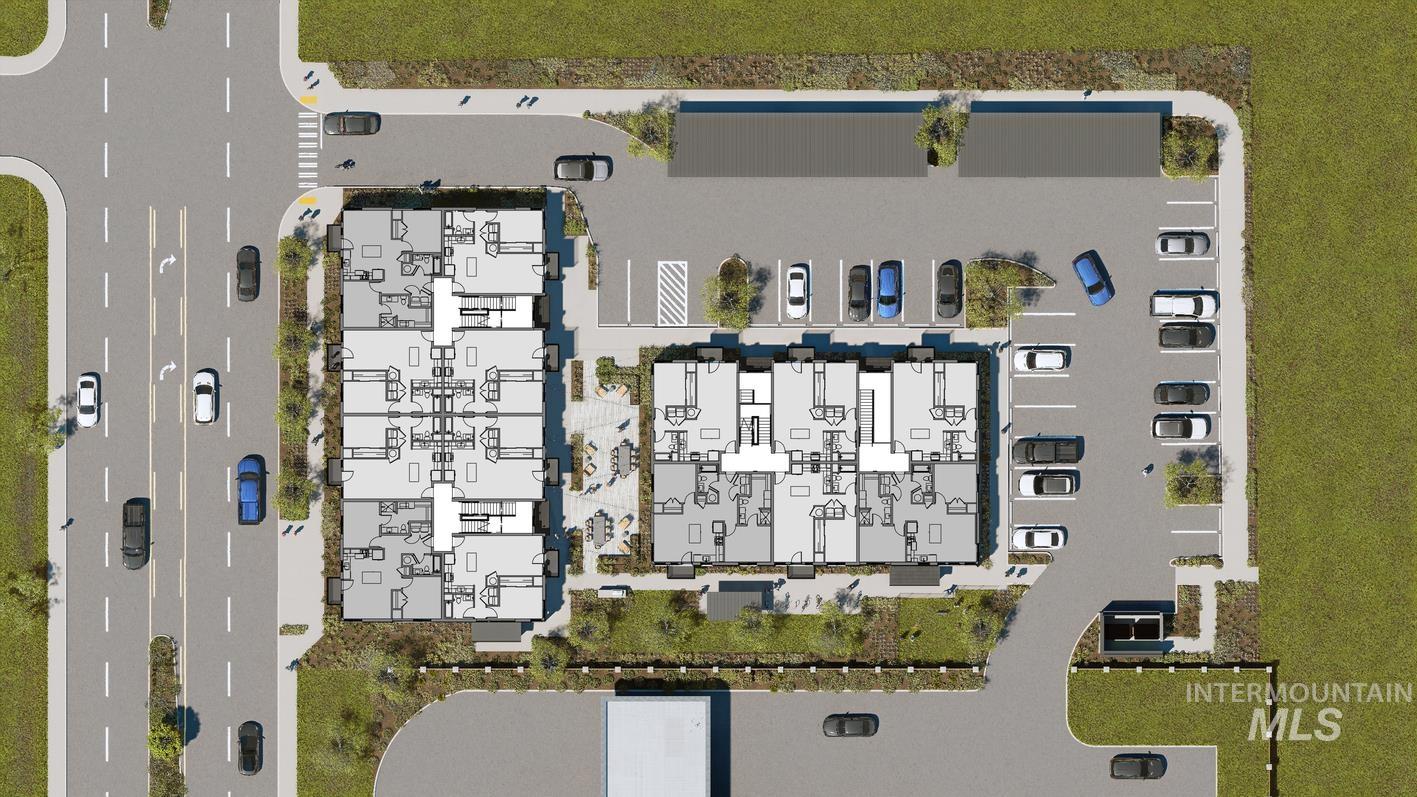 Aerial view of apartment complex / building