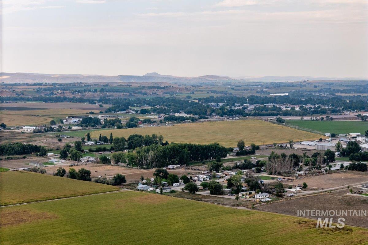 Overview of rural landscape with mountains