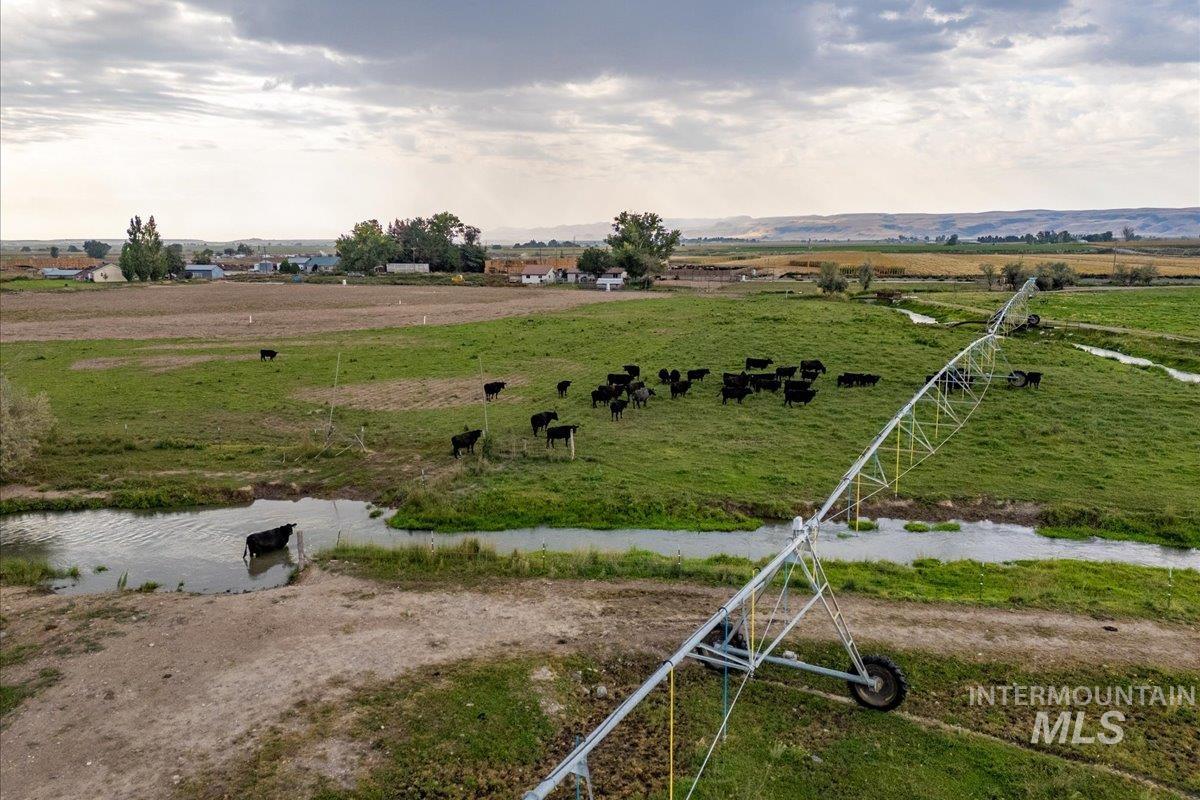 Overview of rural landscape featuring a pastoral area