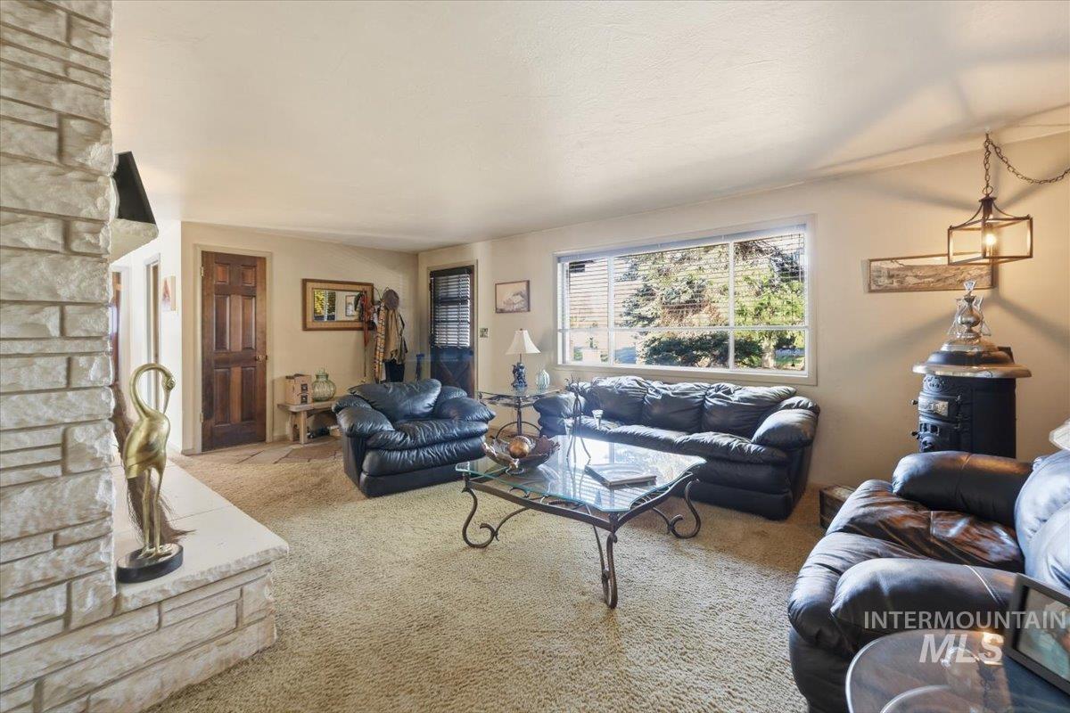 View of carpeted living area