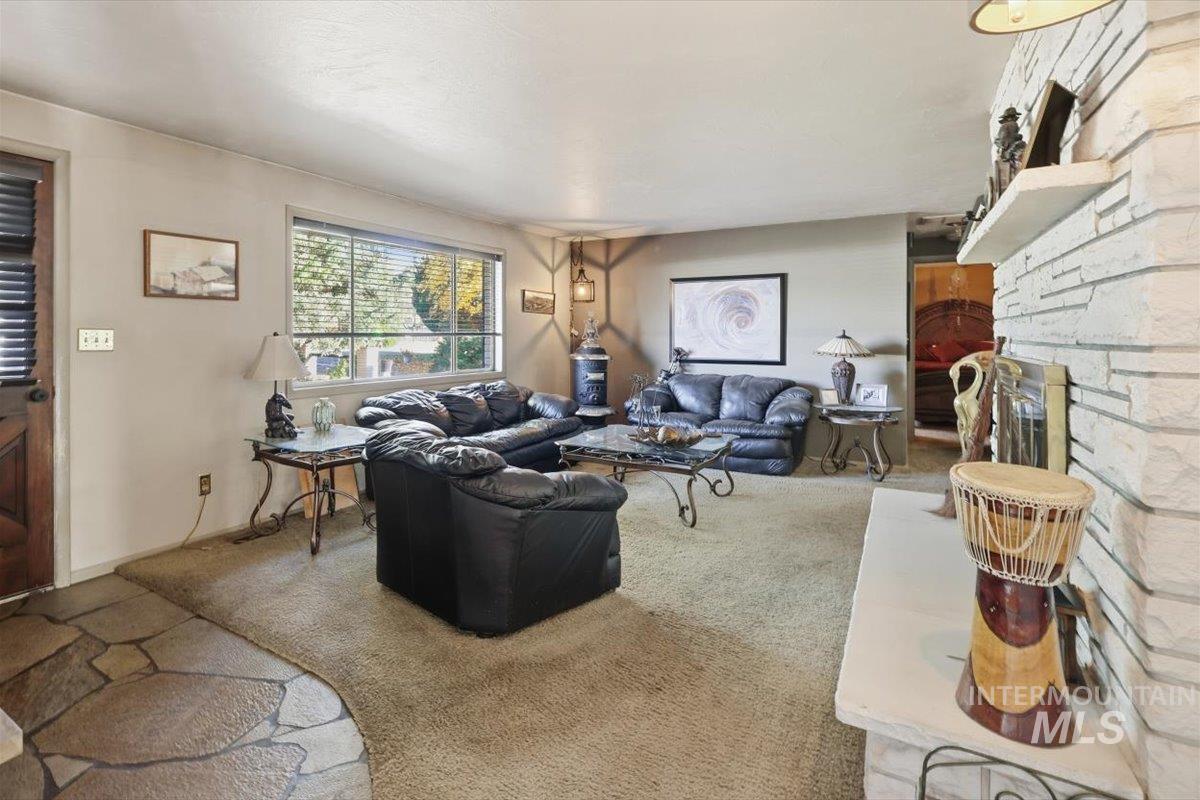 View of carpeted living area