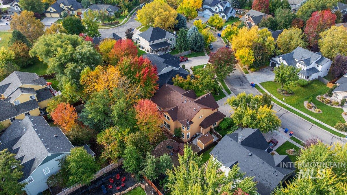 Aerial perspective of suburban area