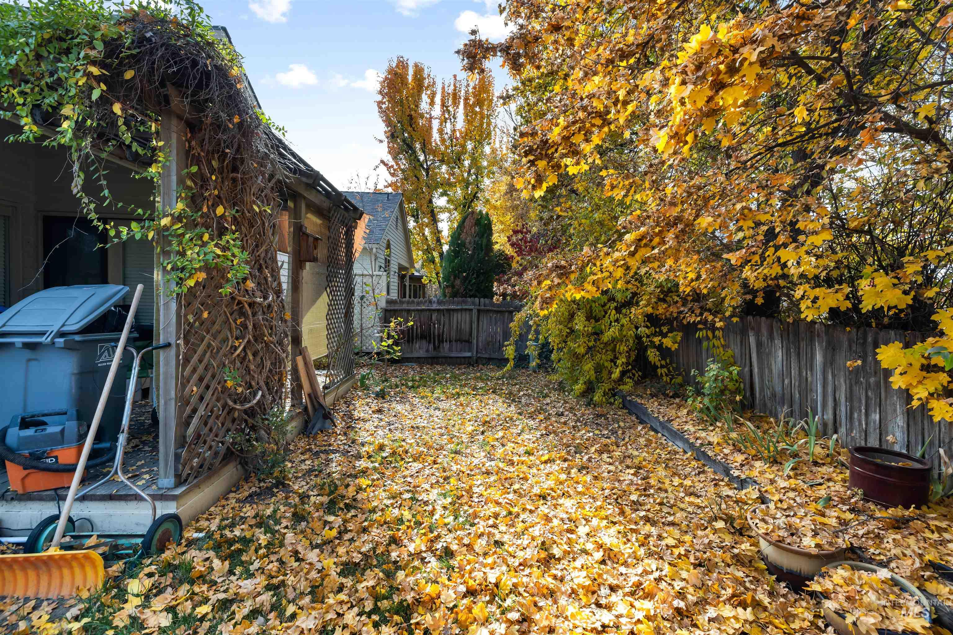 View of fenced backyard