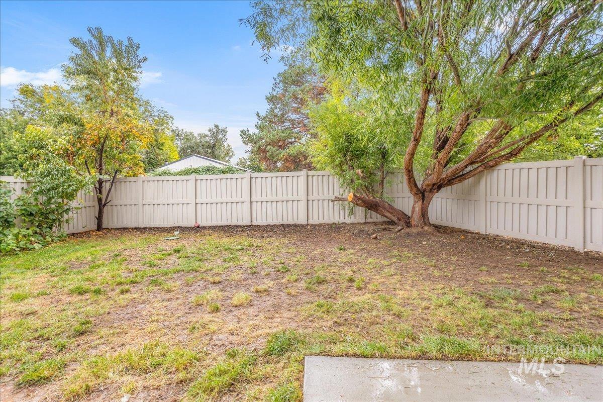 View of fenced backyard