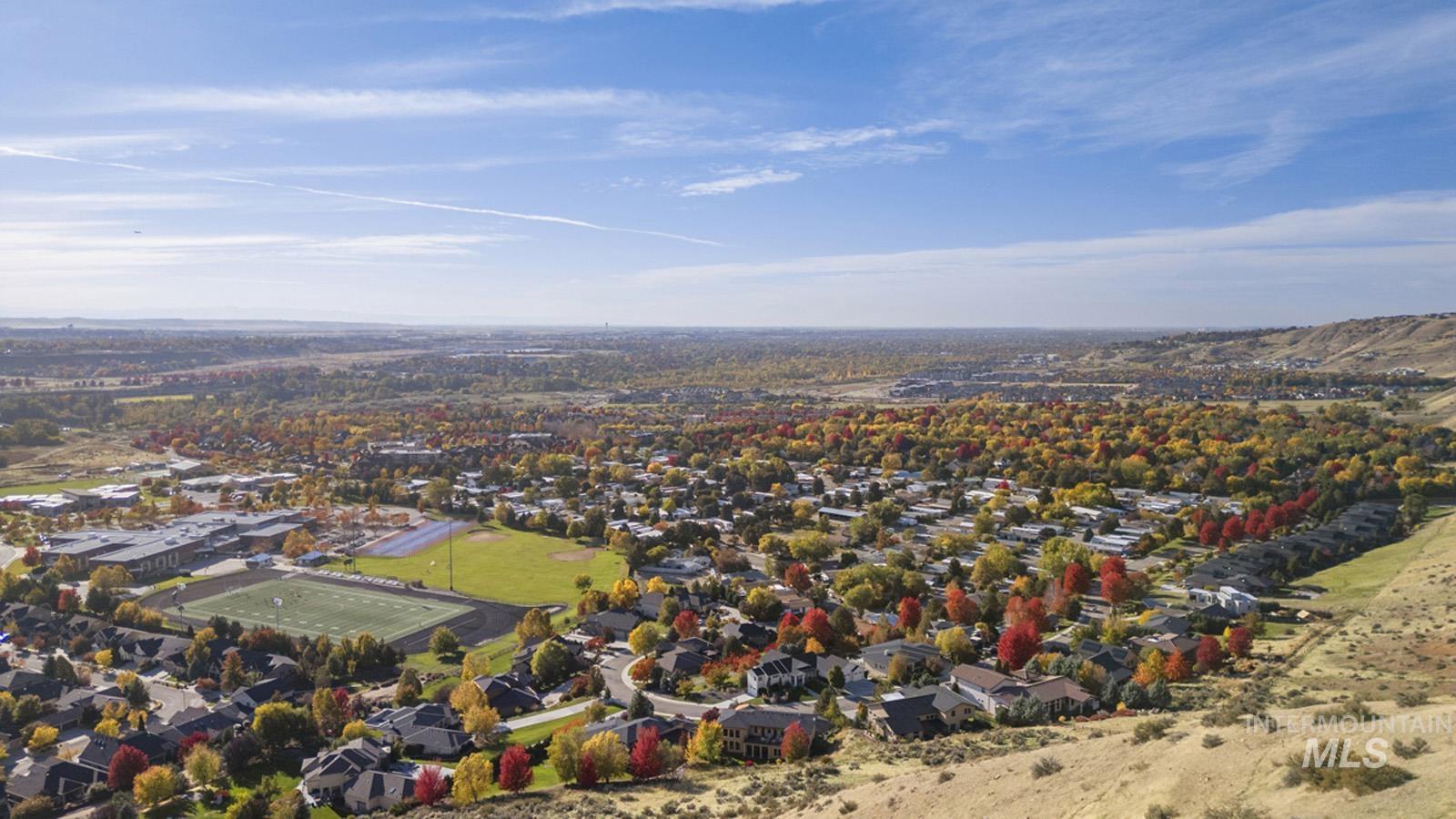 Aerial perspective of suburban area